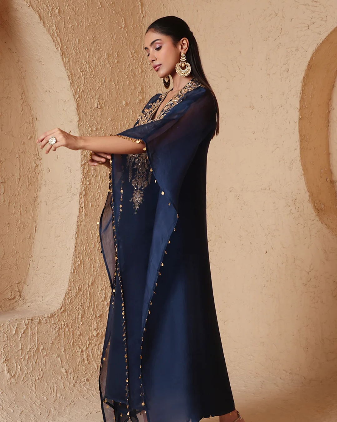 Niti Bothra - Zar-Rang Blue Heavy Kaftan Set