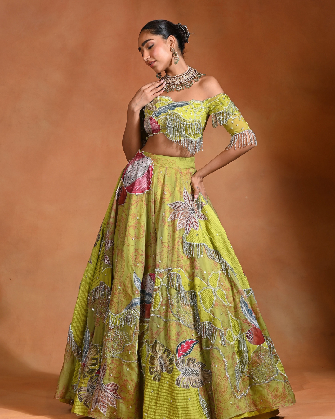 Rishi and Vibhuti - Brat Lime Lehenga From Ek Main Aur Ek Tu