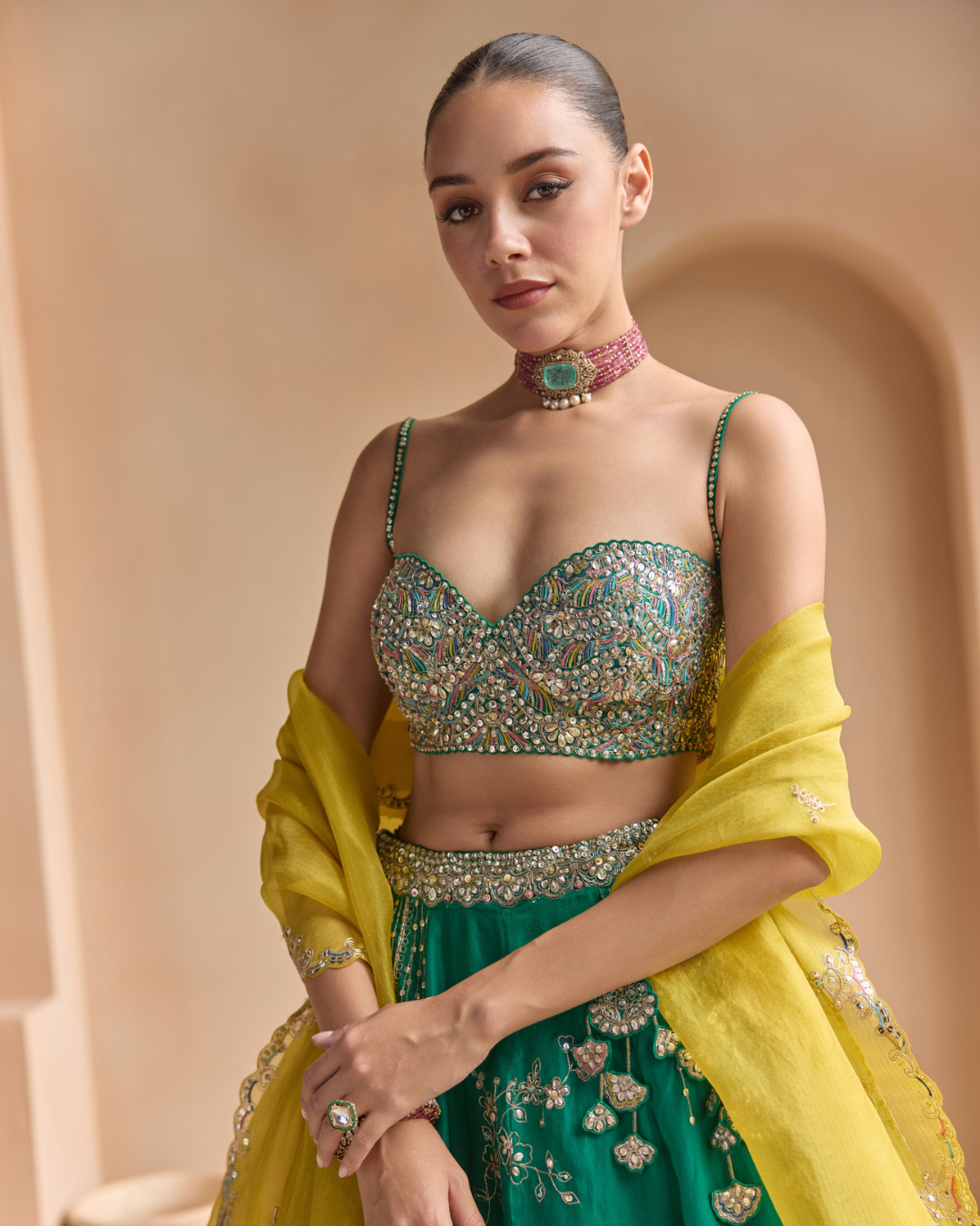 Osaa By Adarsh - Jewel Green Embroidered Lehenga Set From Off The Record
