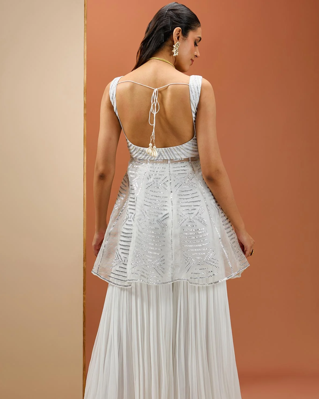 Esha Koul - White Peplum with silver Gota set From Noor