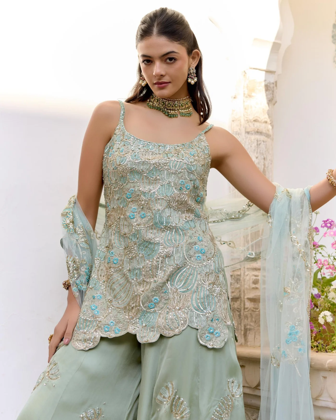 Osaa By Adarsh - Sage Sharara Set From SAFAR