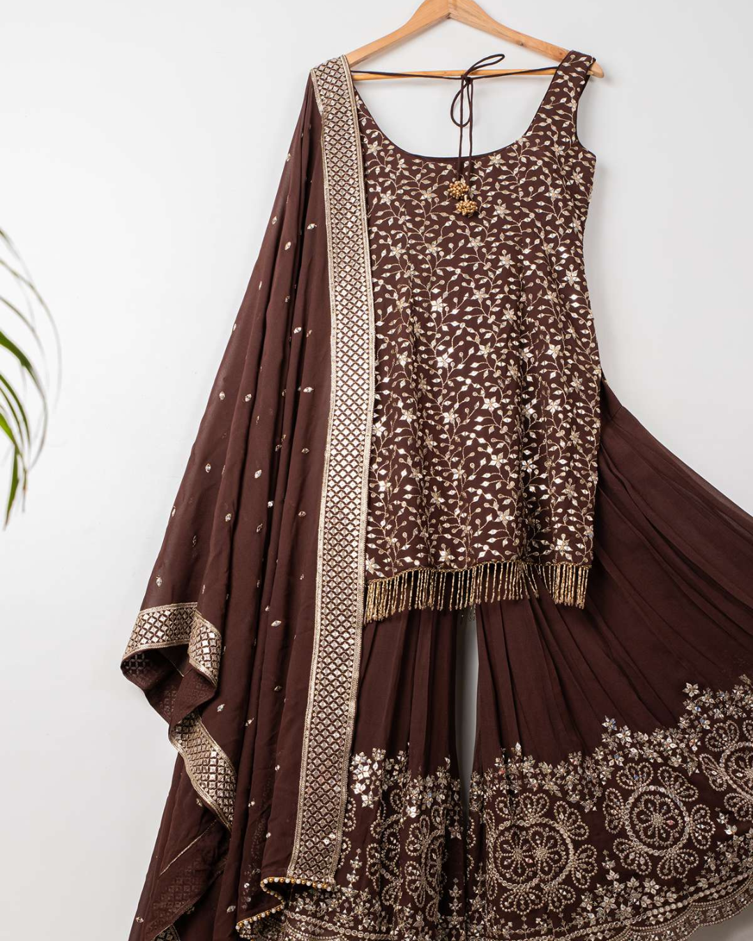 Anisha Shetty - Espresso Elegance Sharara Set