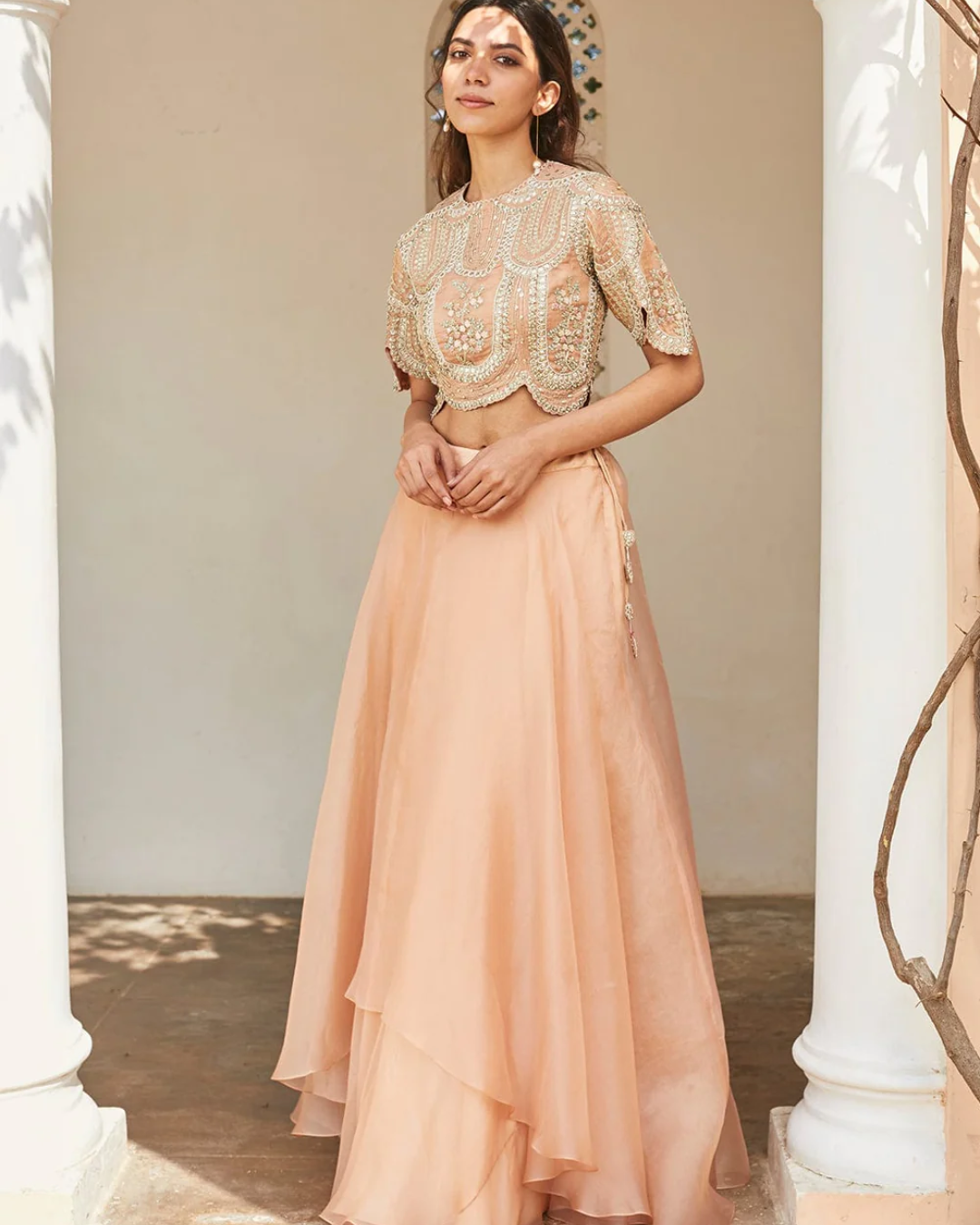 Osaa By Adarsh - Bahaar Optical Embroidered Top and Skirt From RASM
