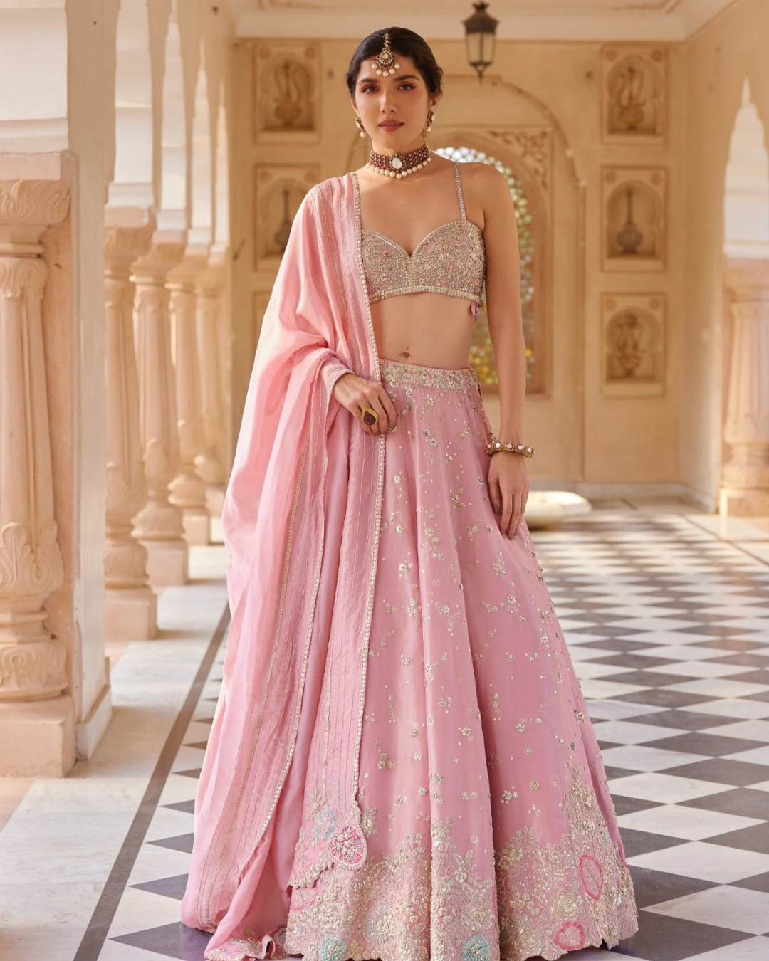 Osaa By Adarsh - Flamingo Pink Embroidered Lehenga From RASM