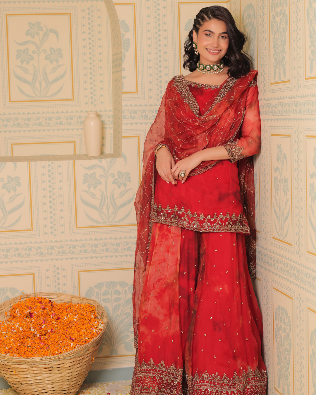 Sonali Bansal - Anaari red kurta and sharara with dupatta From Banno Ki Saheli