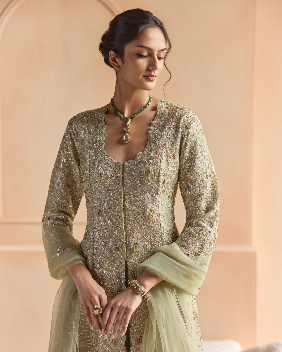 Osaa By Adarsh - Sage Embroidered Jacket Set From Off The Record