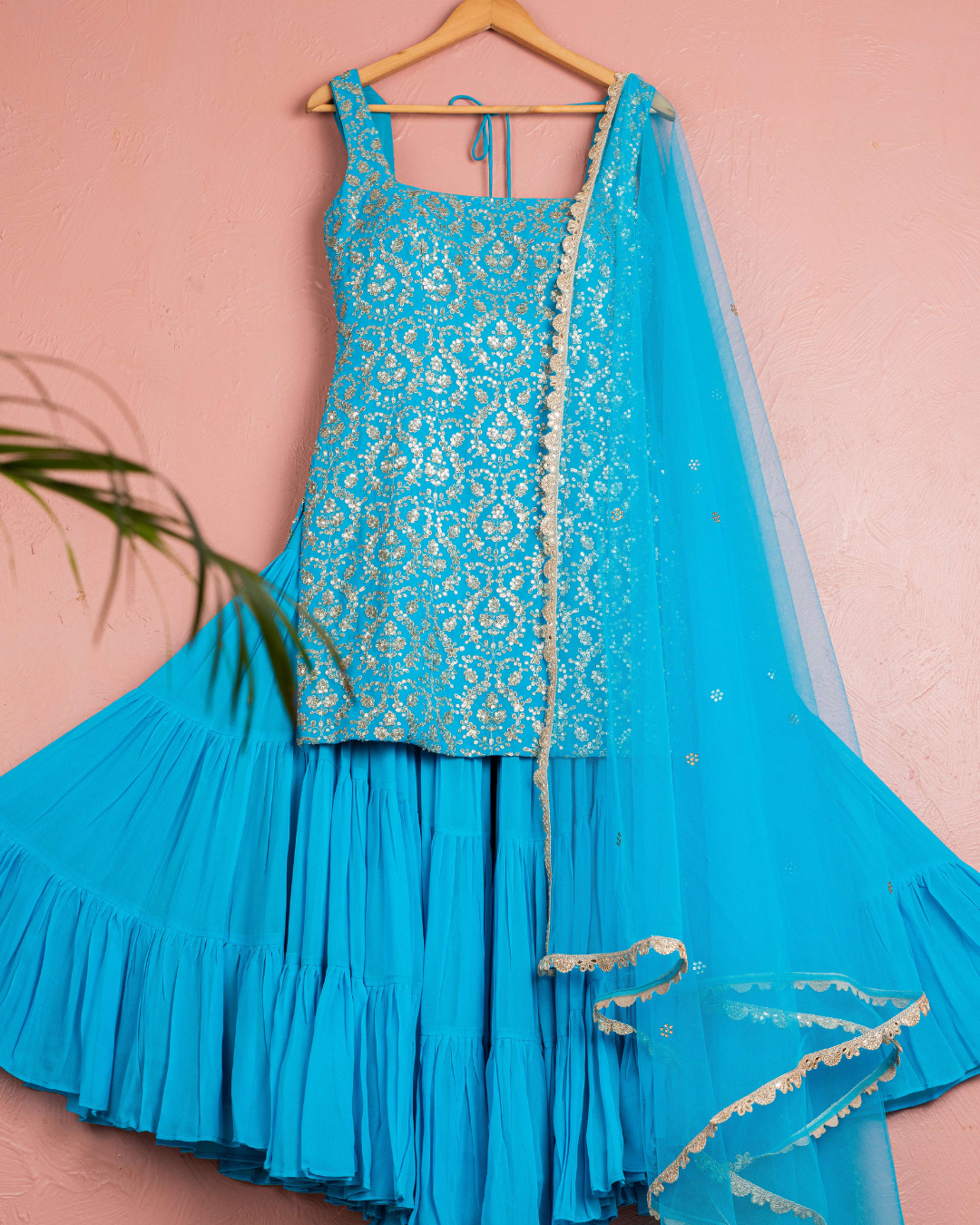 Anisha Shetty - Capri Blue Sequin Sharara Set