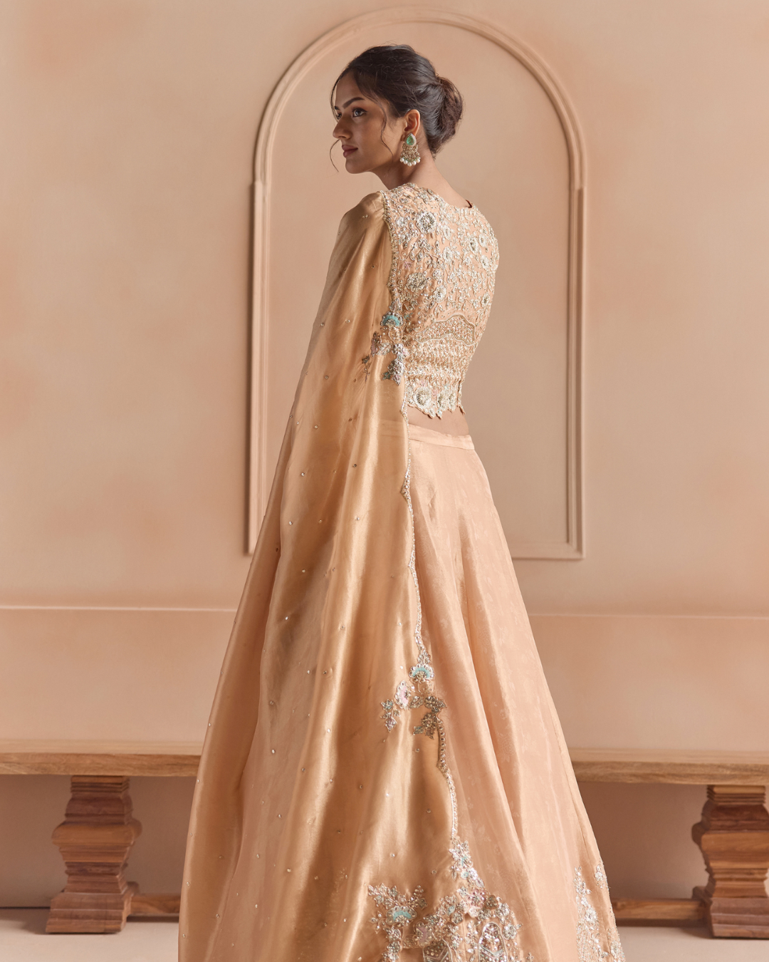 Osaa By Adarsh - Sepia Gold Tissue Lehenga Silk From Off The Record