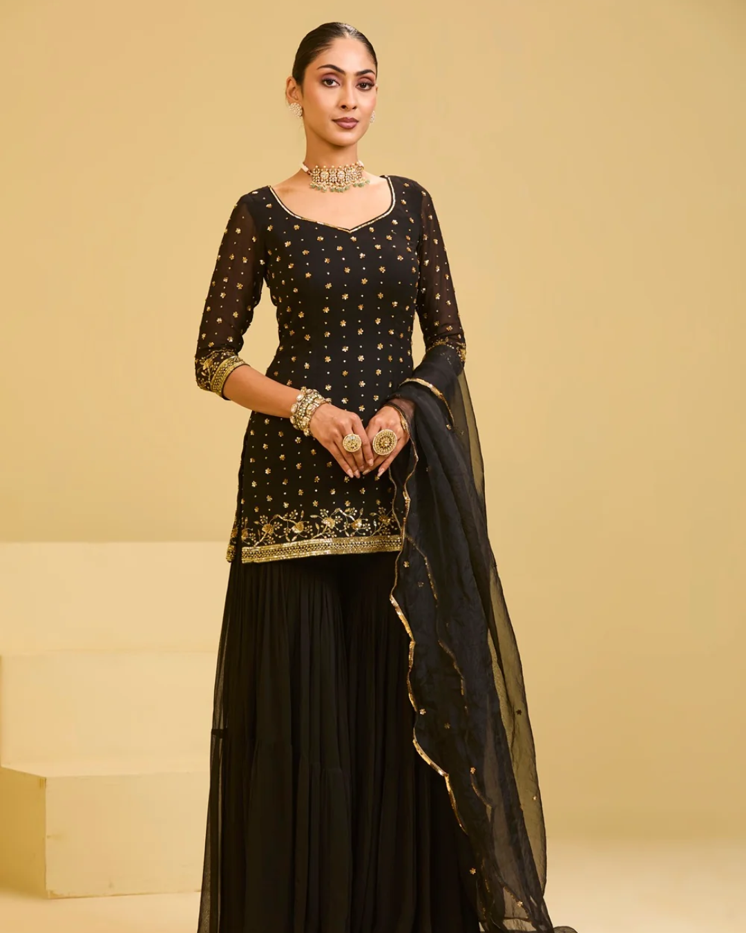 Esha Koul - Black Sharara Set From Naaz