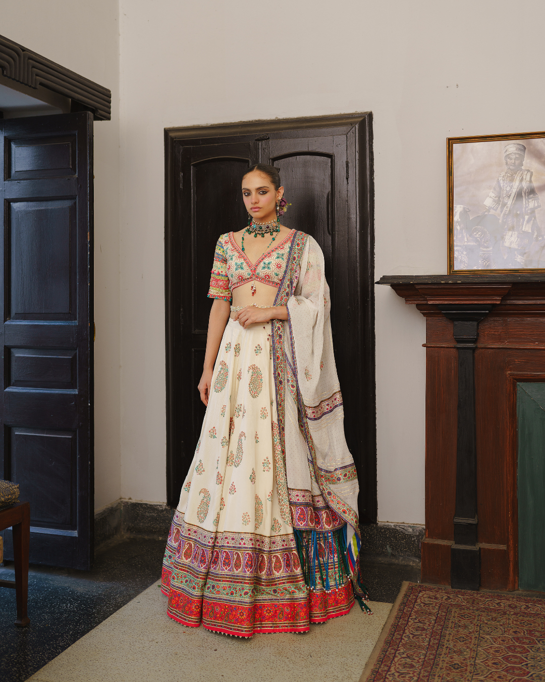 Aditi Gupta - Ivory Paisley Lehenga Set