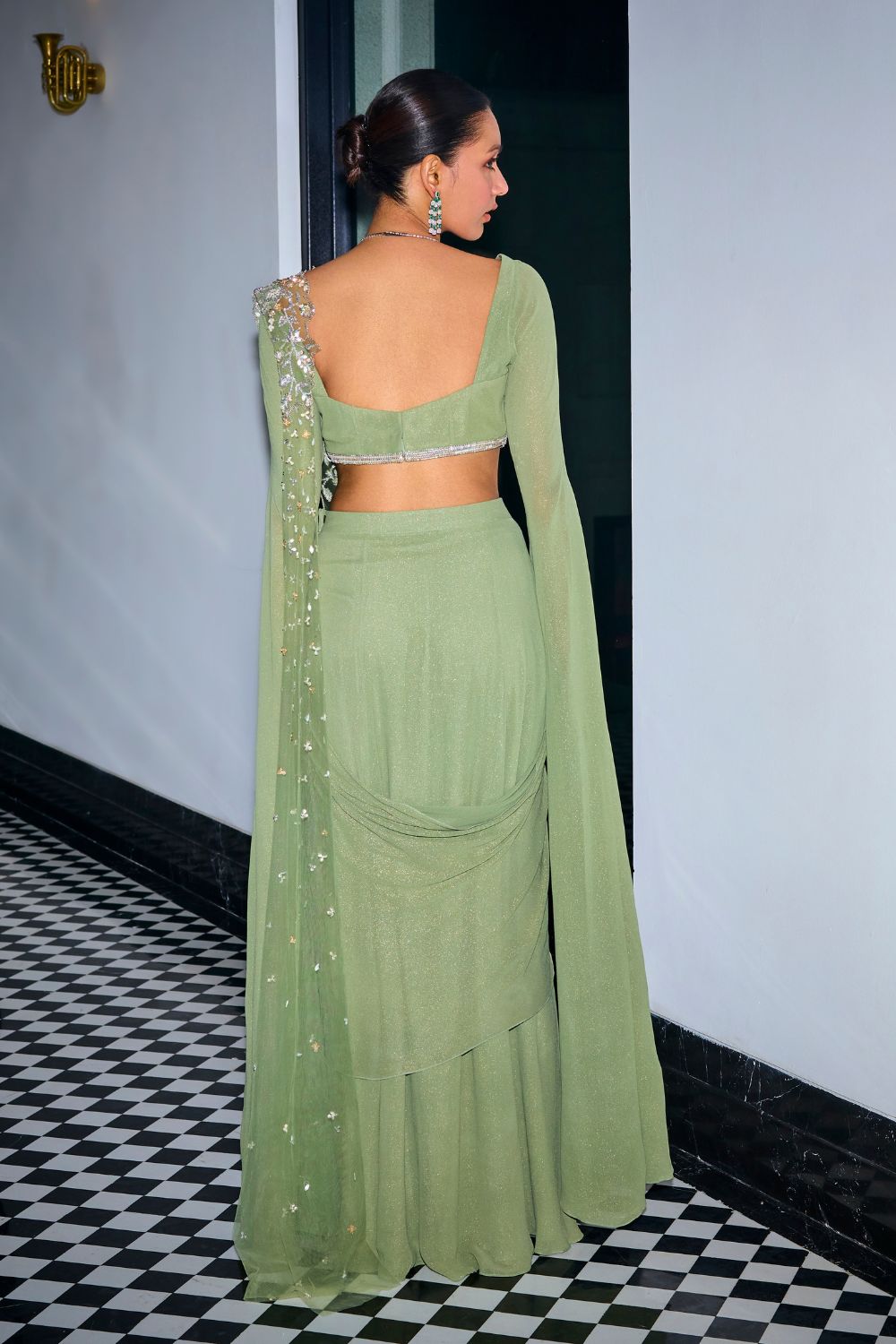 Sanya Gulati - Sage Green Stitched Saree from Kia & Kyara