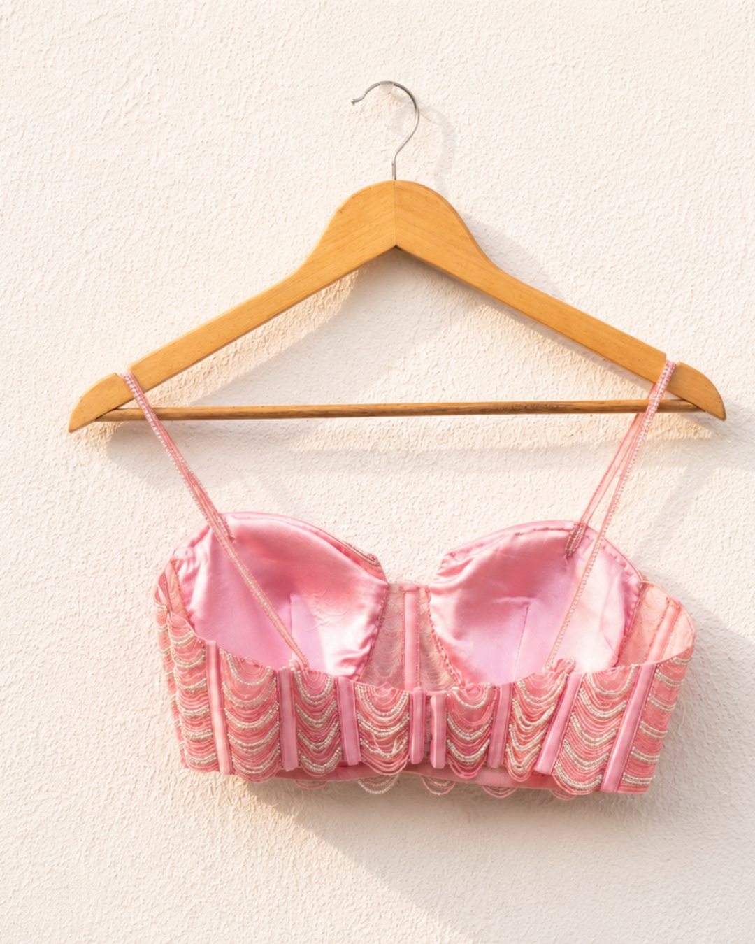Anisha Shetty - Baby Pink Pearl And Cutdana Blouse With Goergette Sharara