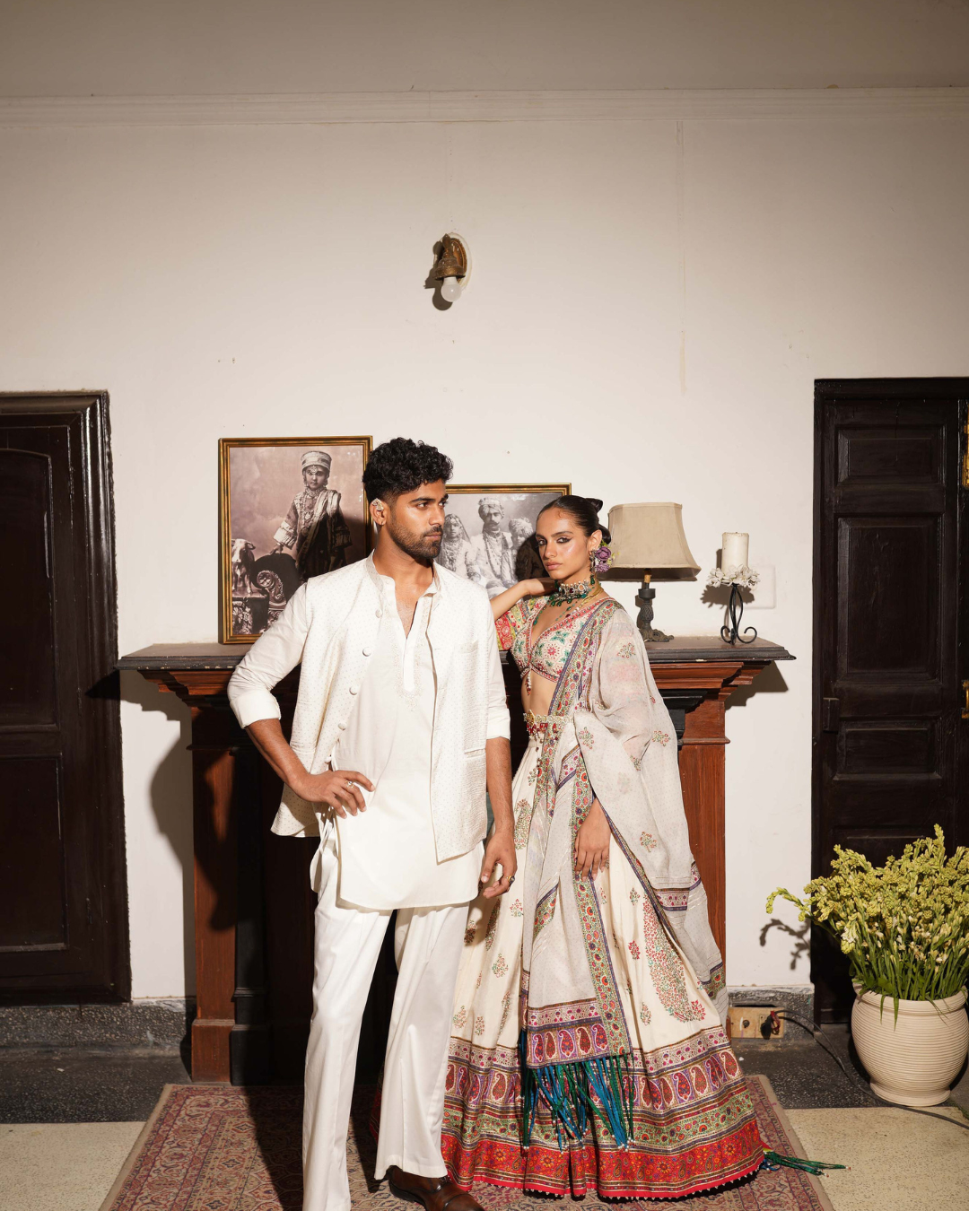 Aditi Gupta - Ivory Paisley Lehenga Set