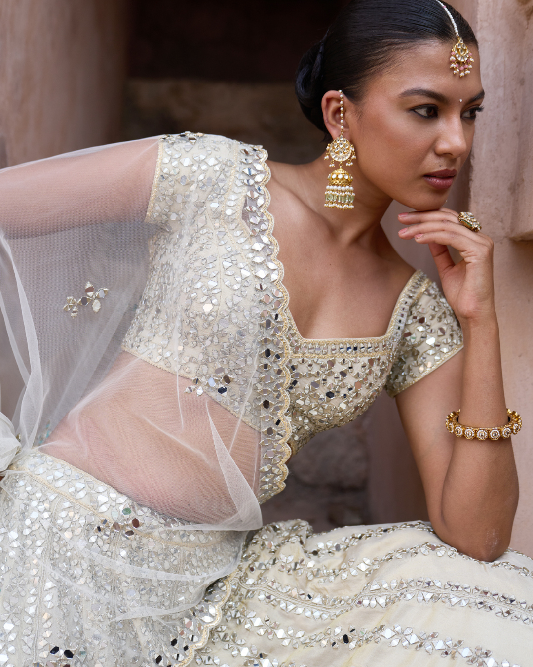 Angad Singh - KIRAN — Gold Tissue Lehenga Set From Zariya
