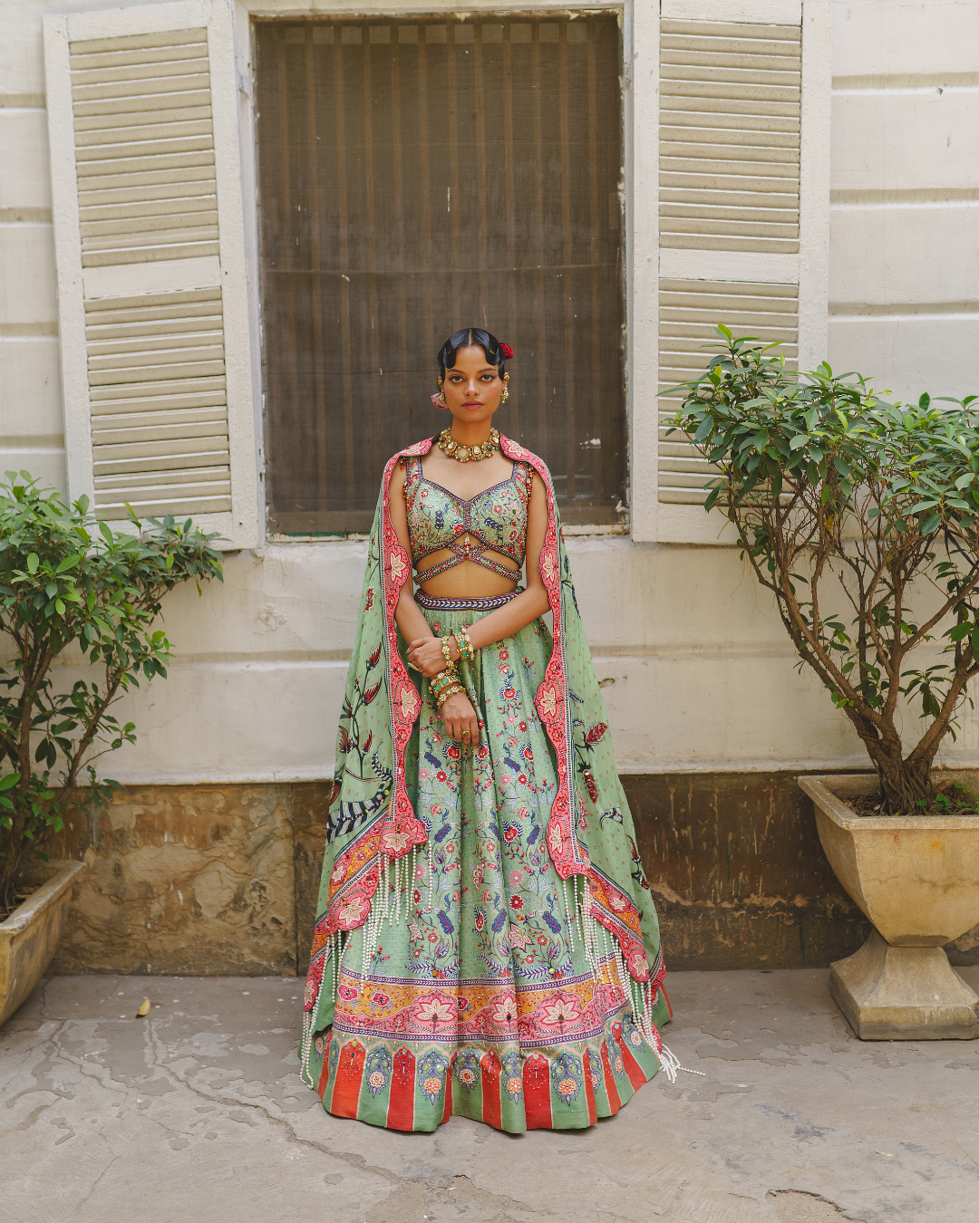 Aditi Gupta - Floral Pista Green Lehenga Set
