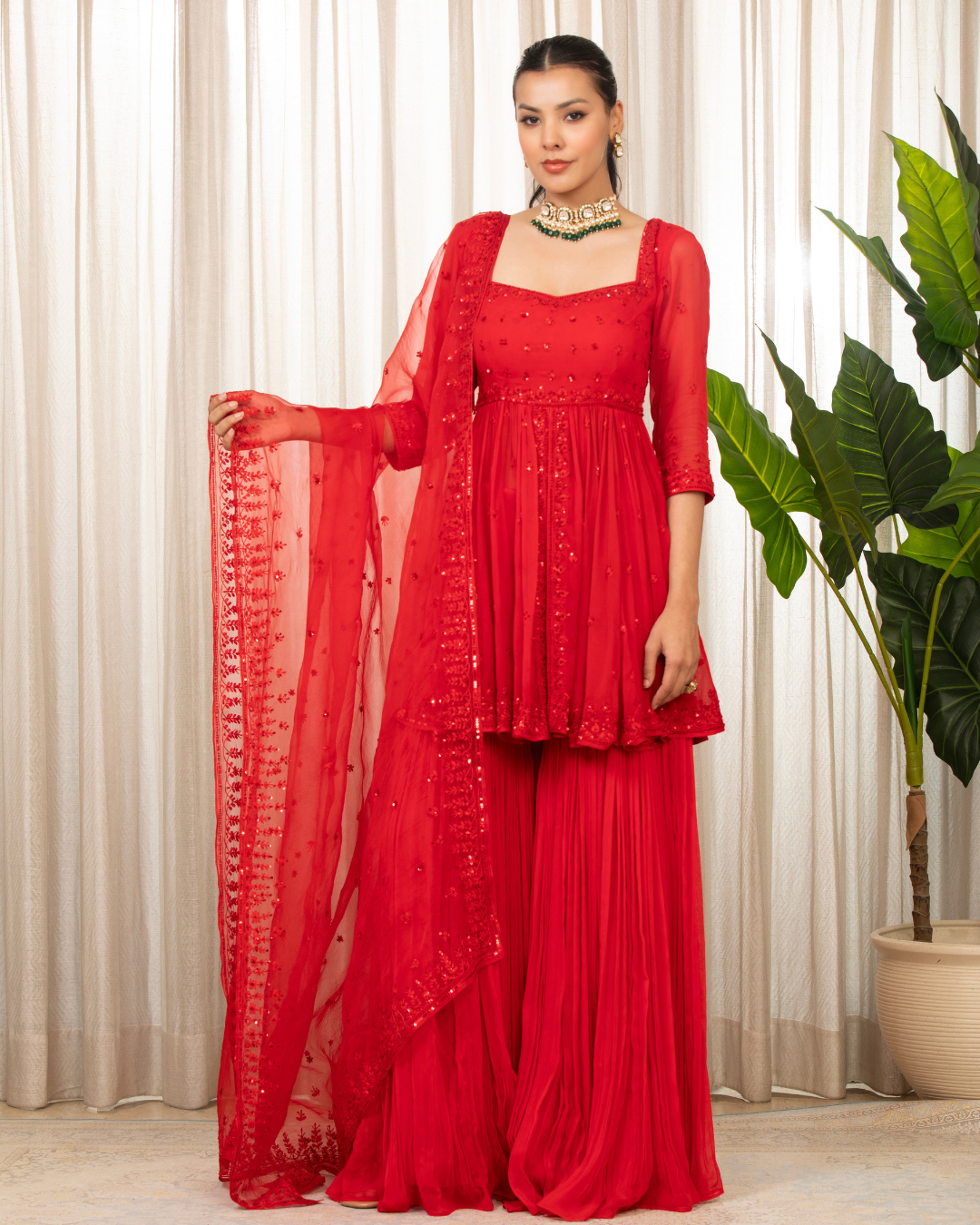 Esha Koul - Lal Sharara Set