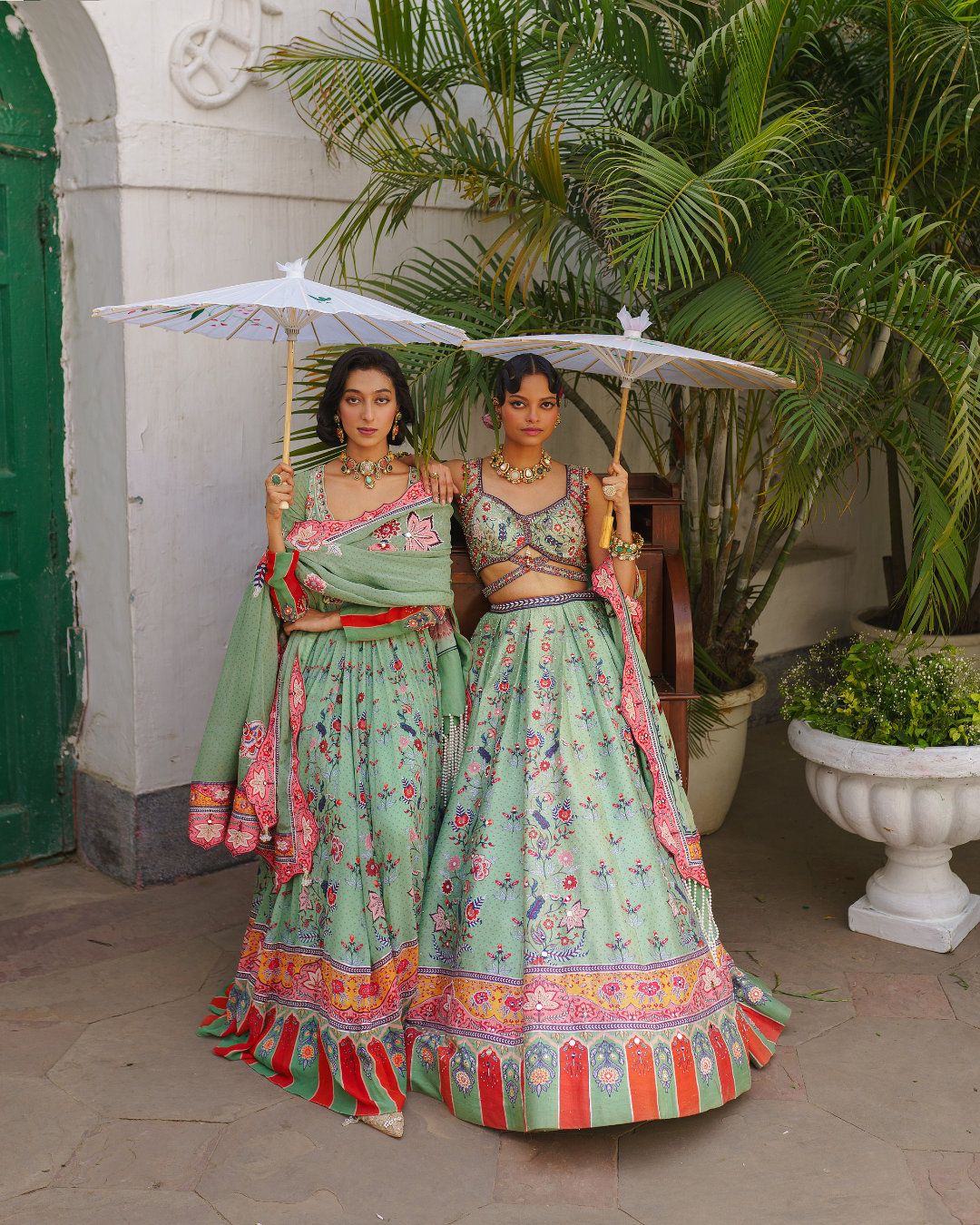 Aditi Gupta - Floral Pista Green Lehenga Set