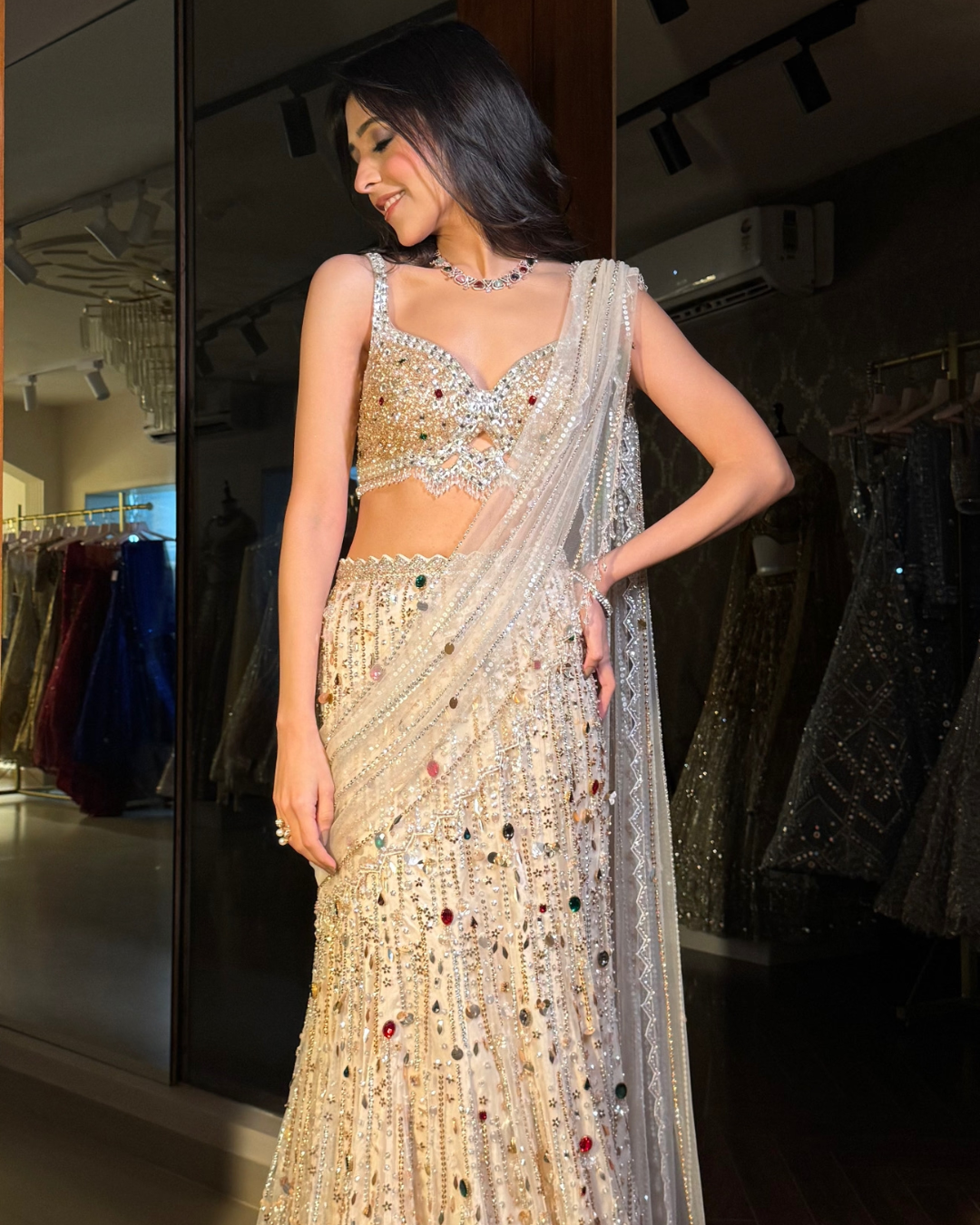 Isa by Dolly Wahal - Ivory Saree From Fiza