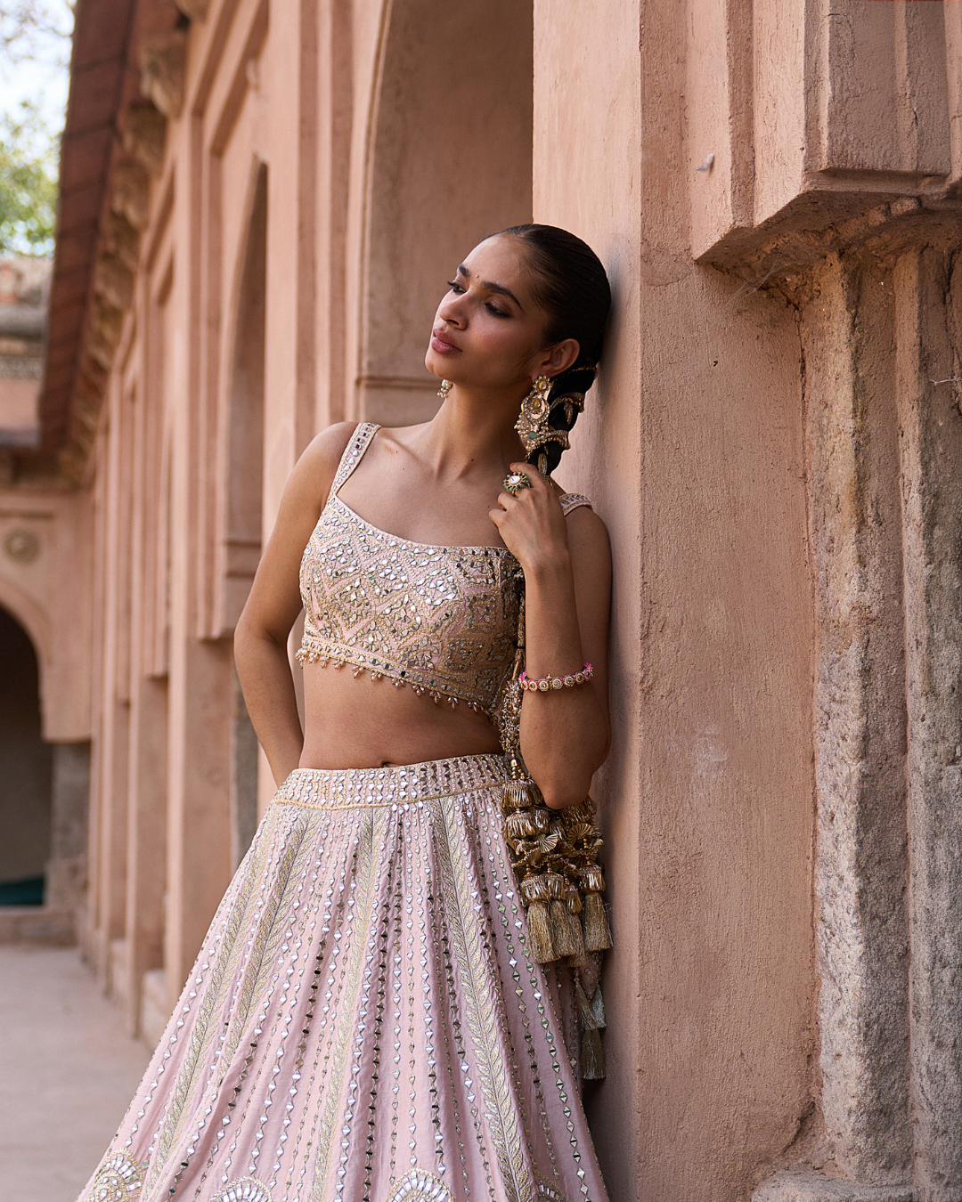 Angad Singh - SEHAR — Soft Peach Raw Silk Lehenga Set From Zariya