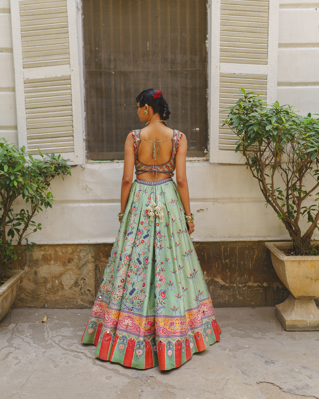 Aditi Gupta - Floral Pista Green Lehenga Set