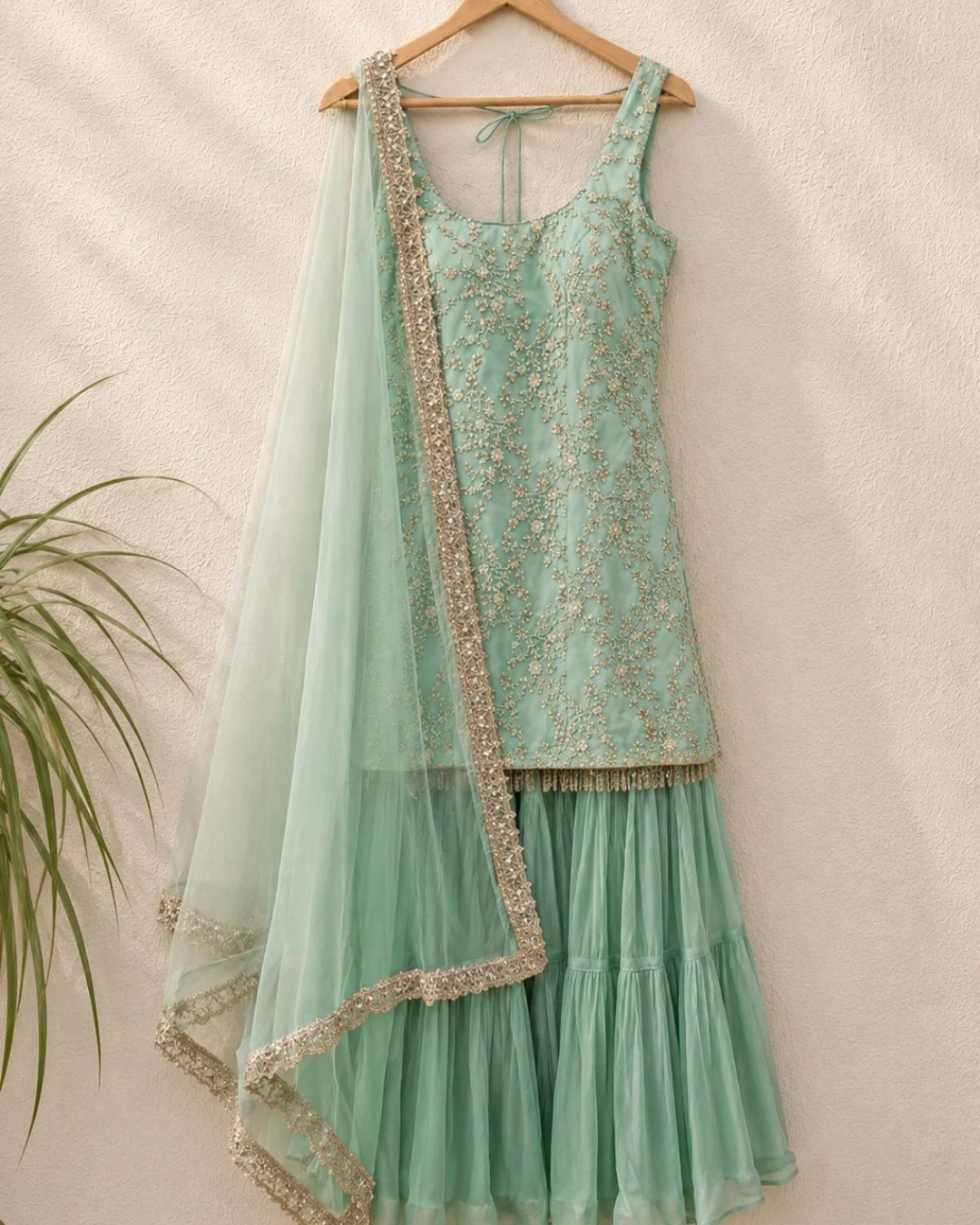 Anisha Shetty - Mint Green Sharara Set