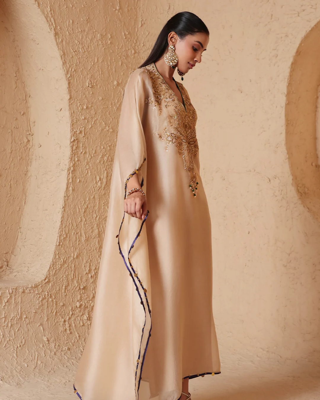 Niti Bothra - Zar-Rang Ivory Heavy Kaftan Set