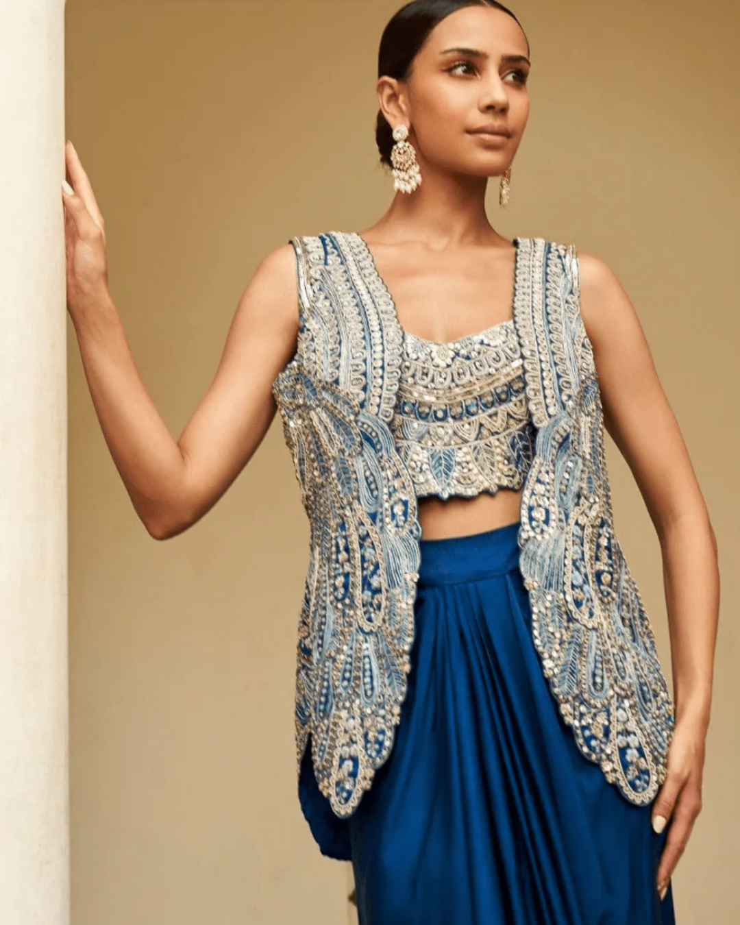 Osaa By Adarsh - Jade Blue Embroidered Jacket Set From RASM