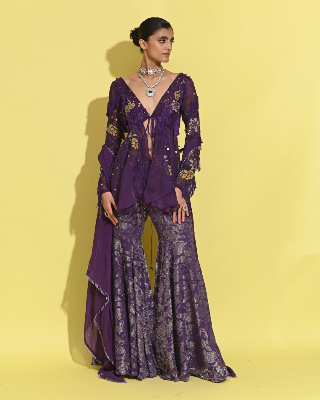 Rishi and Vibhuti - Berry Peplum Set From Tamasha
