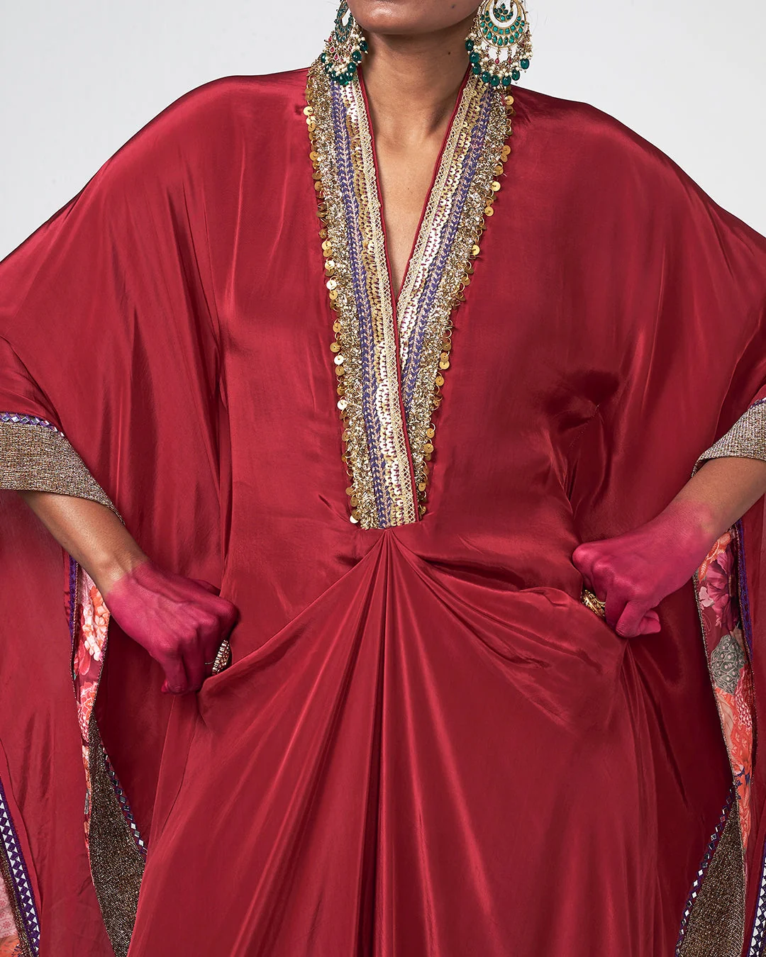 Rishi and Vibhuti - Cherry Kaftan Set From Gulon Ke Rang