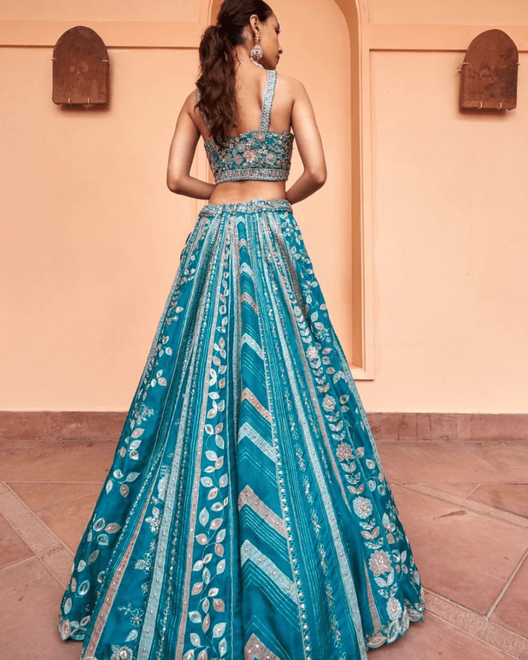 Osaa By Adarsh - Pine Linear Lehenga From RASM