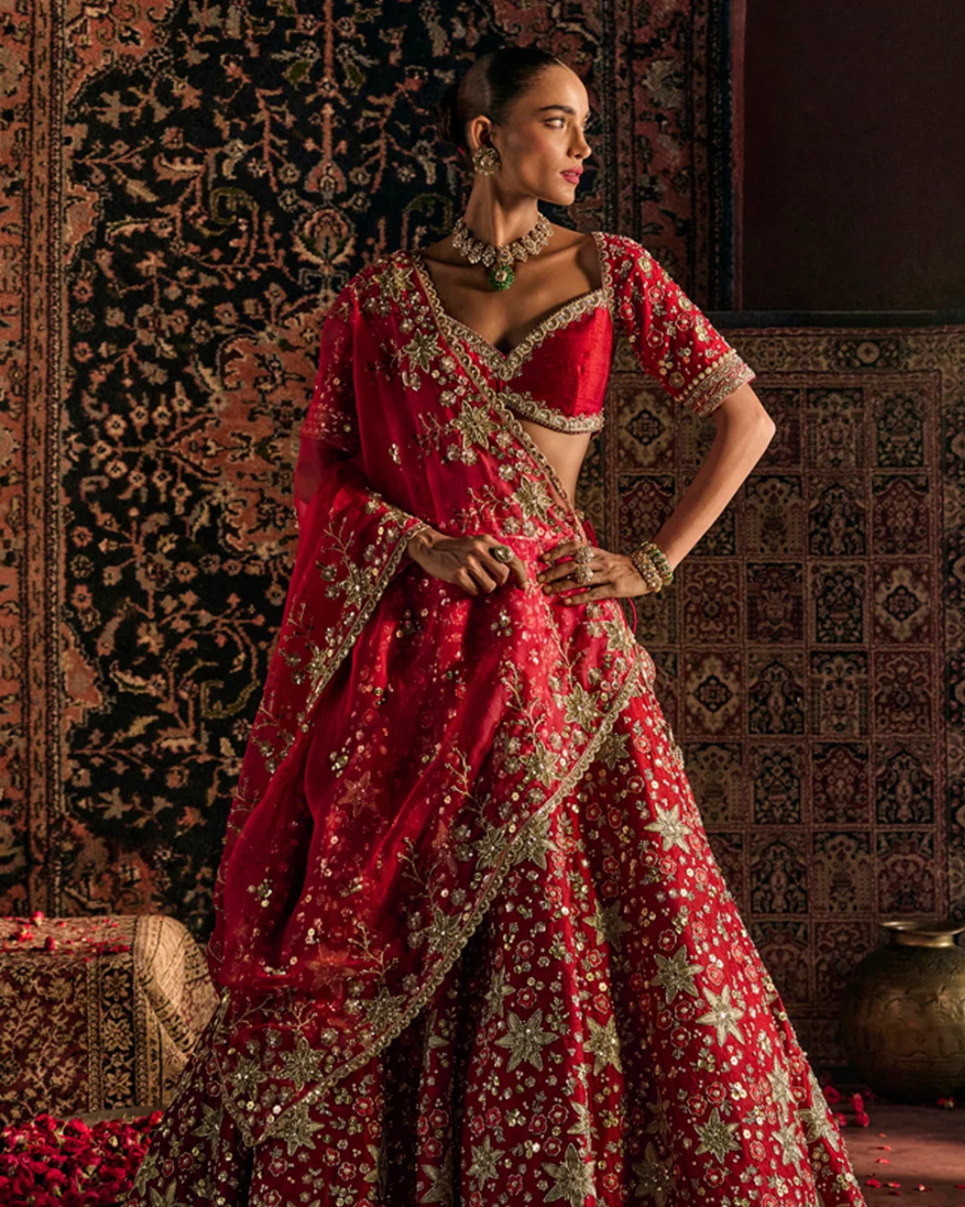 Prevasu - Red Munira Bridal Lehenga Set From Raabta