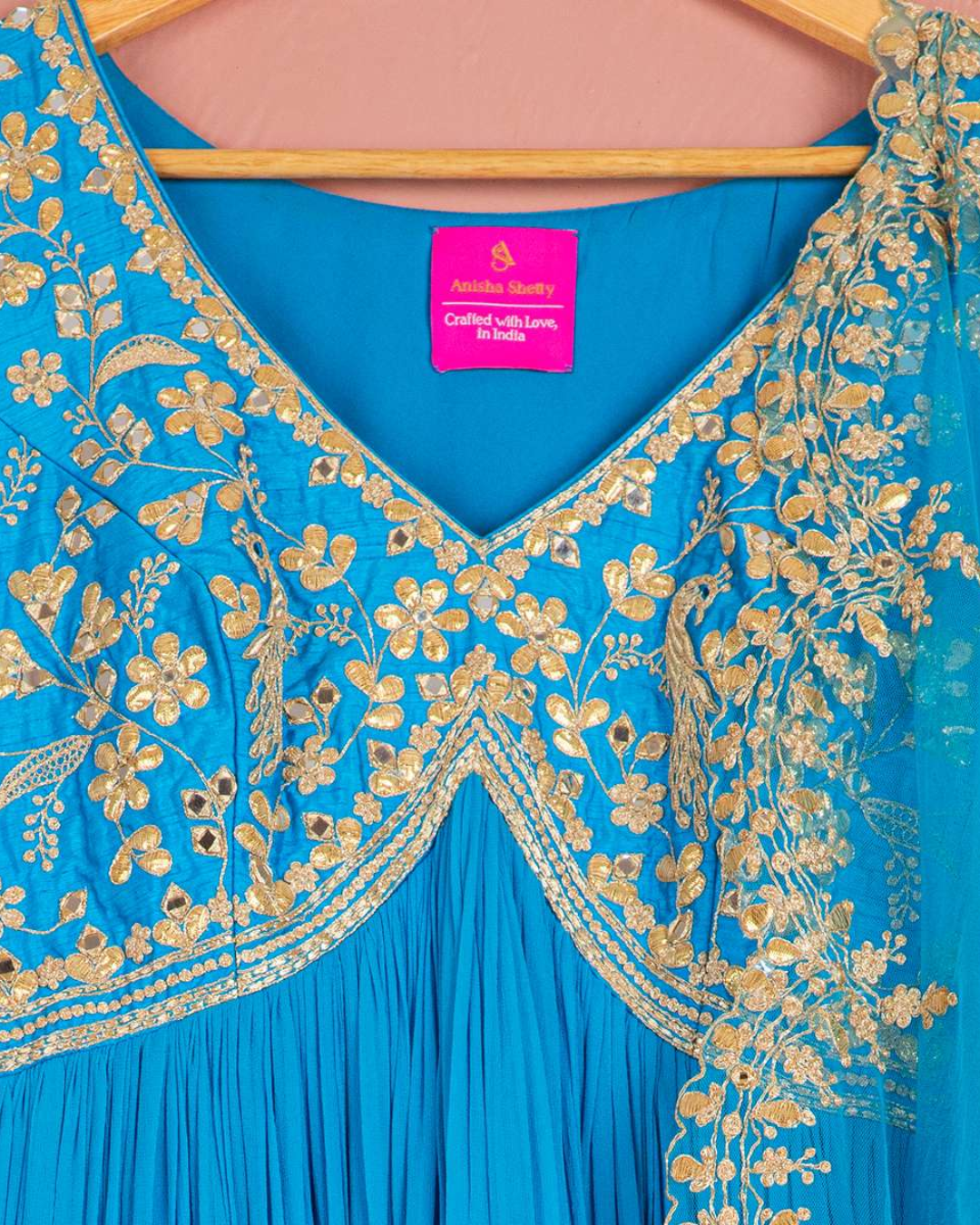 Anisha Shetty - Capri Blue Gota Anarkali Set