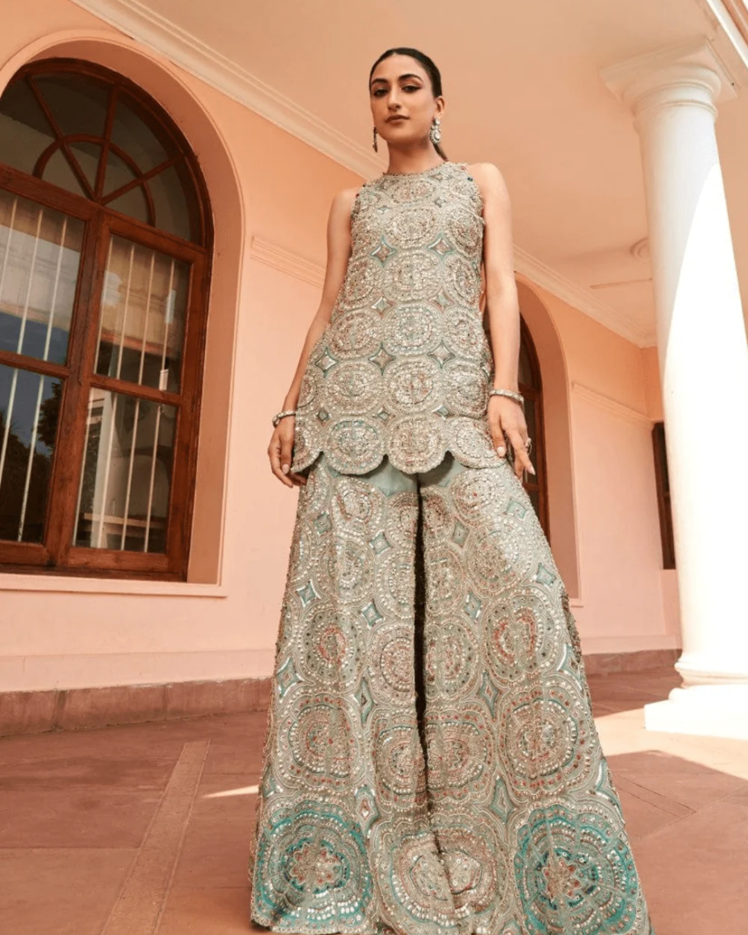 Osaa By Adarsh - Cadet Blue Embroidered Sharara From RASM