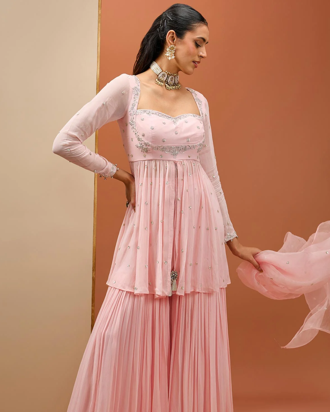Esha Koul - Baby Pink Peplum Set From Noor