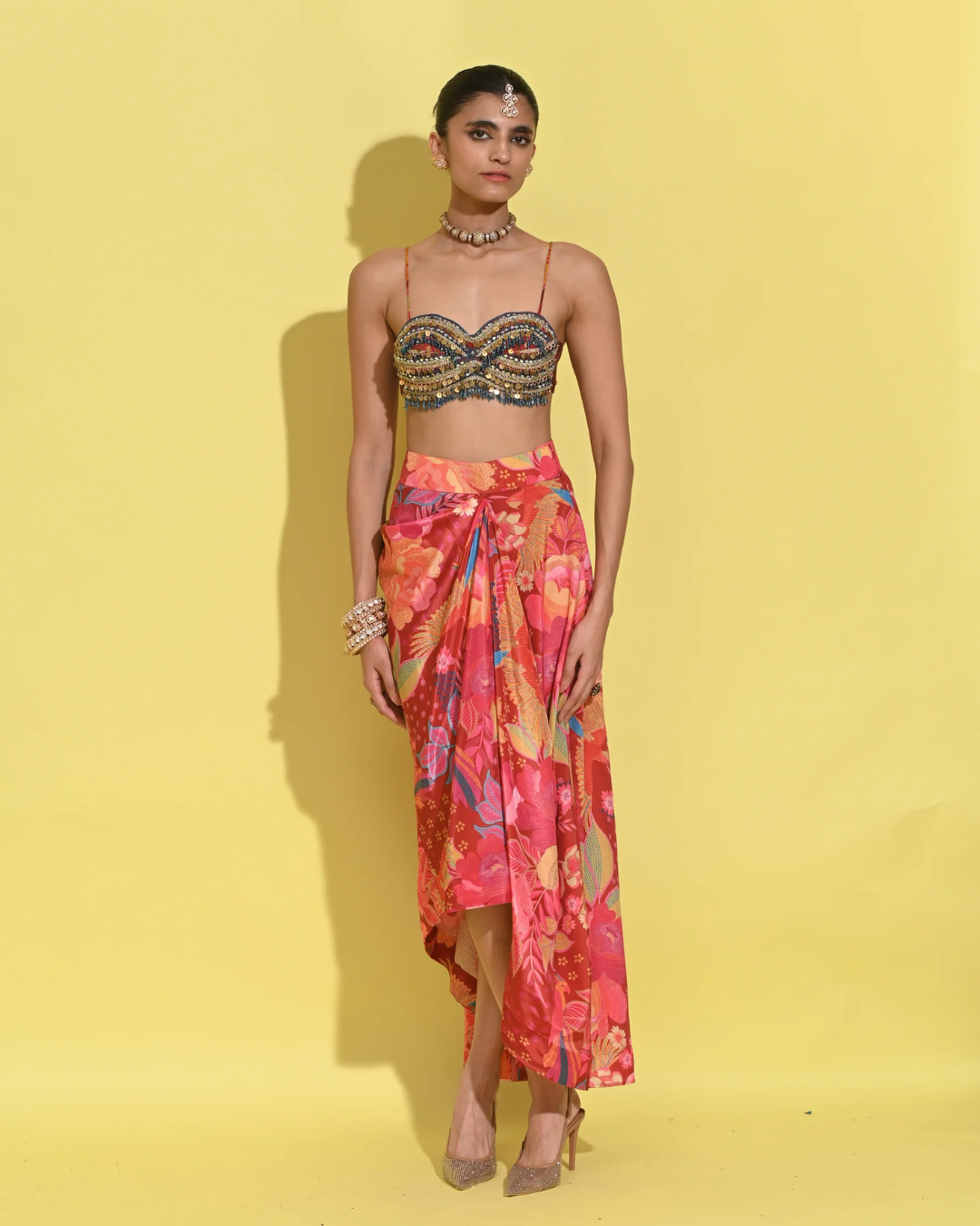 Rishi and Vibhuti - Ruby Drape Set From Tamasha
