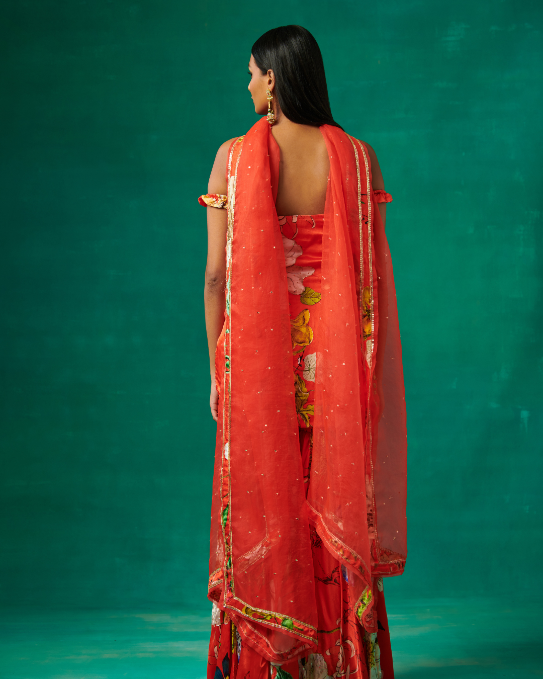 Sonali Bansal - Orange printed kurta with garara and dupatta From Bageecha