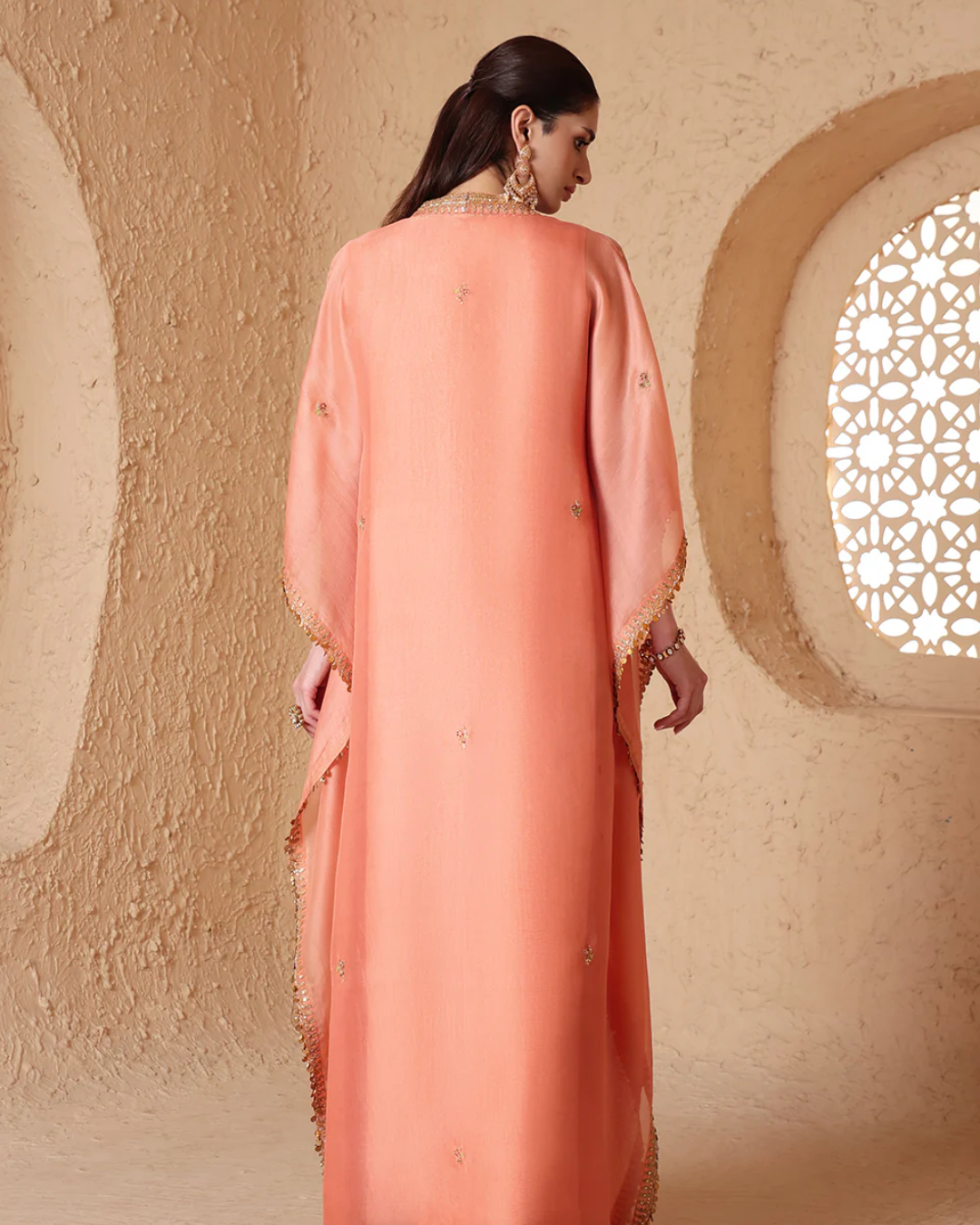Niti Bothra - Mehrang Peach Kaftan Set