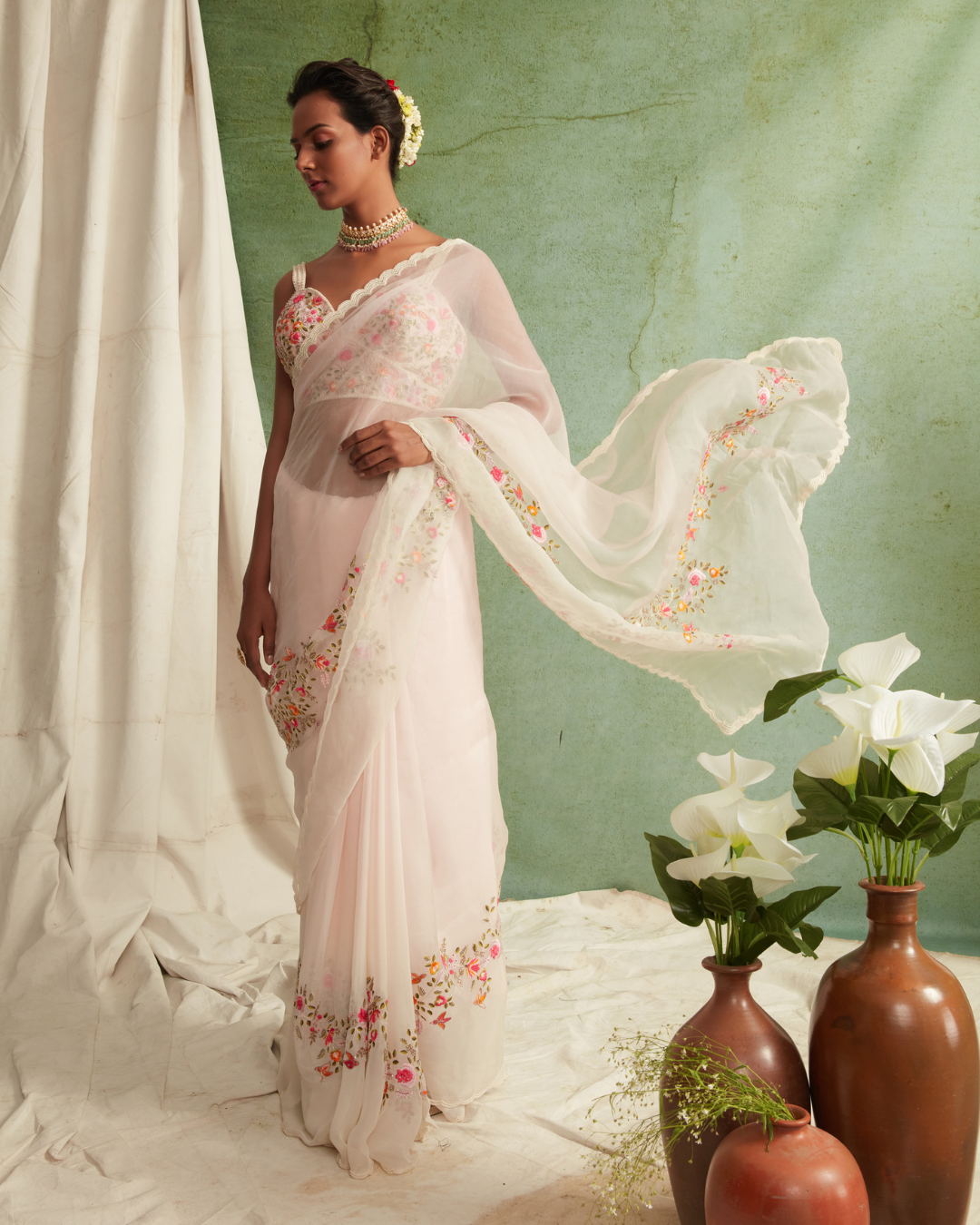 Priyanka Jain - Saree With Embroidered Blouse From Love Of Tomorrow