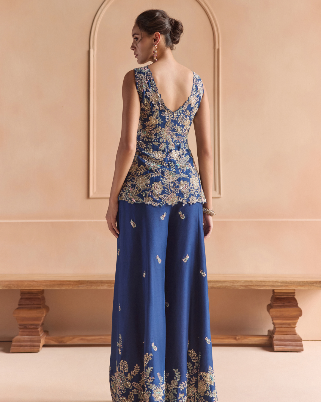Osaa By Adarsh - French Navy Peplum Jacket Set From Off The Record