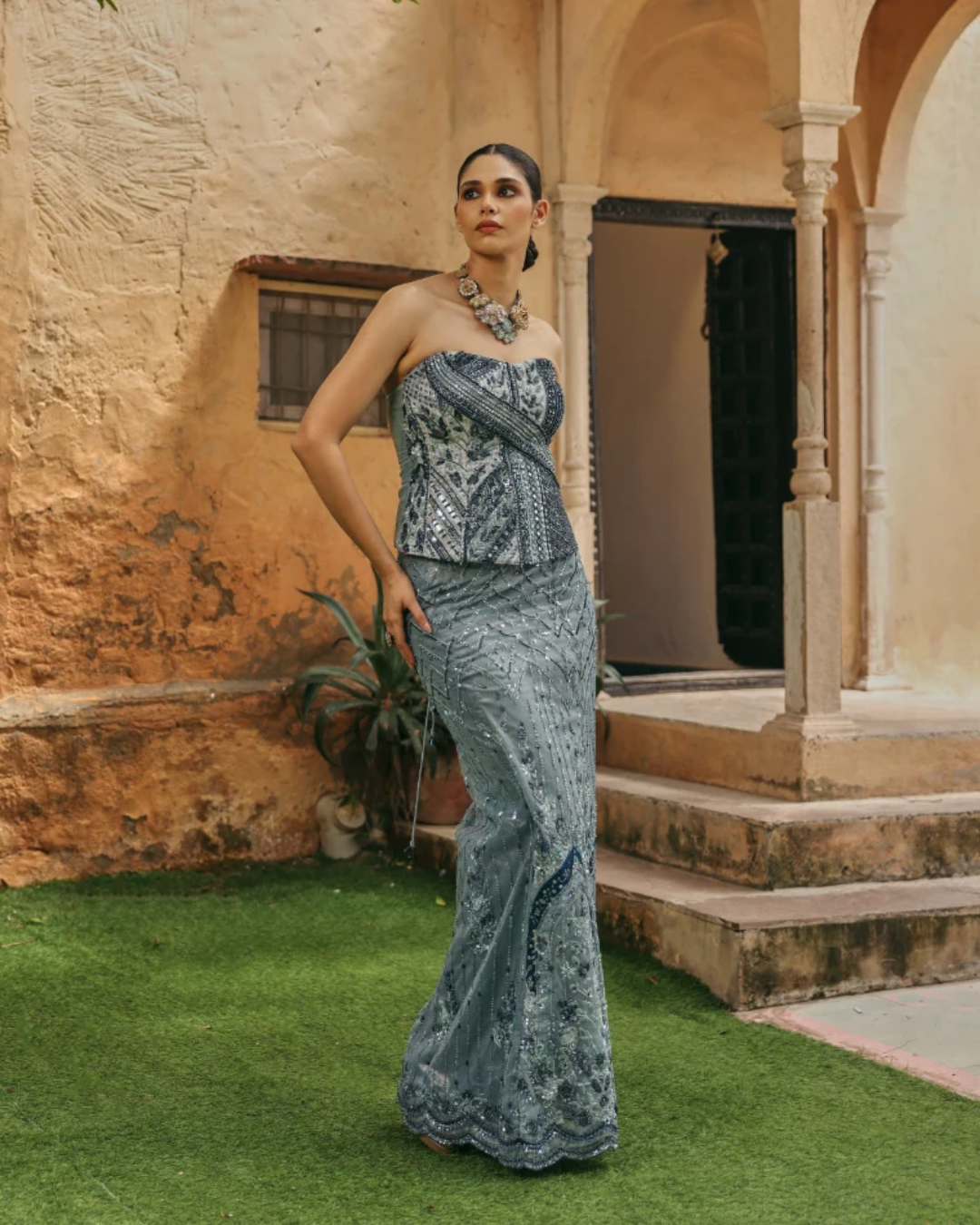 Label Moni K - Amber Skirt Set From Naqsh