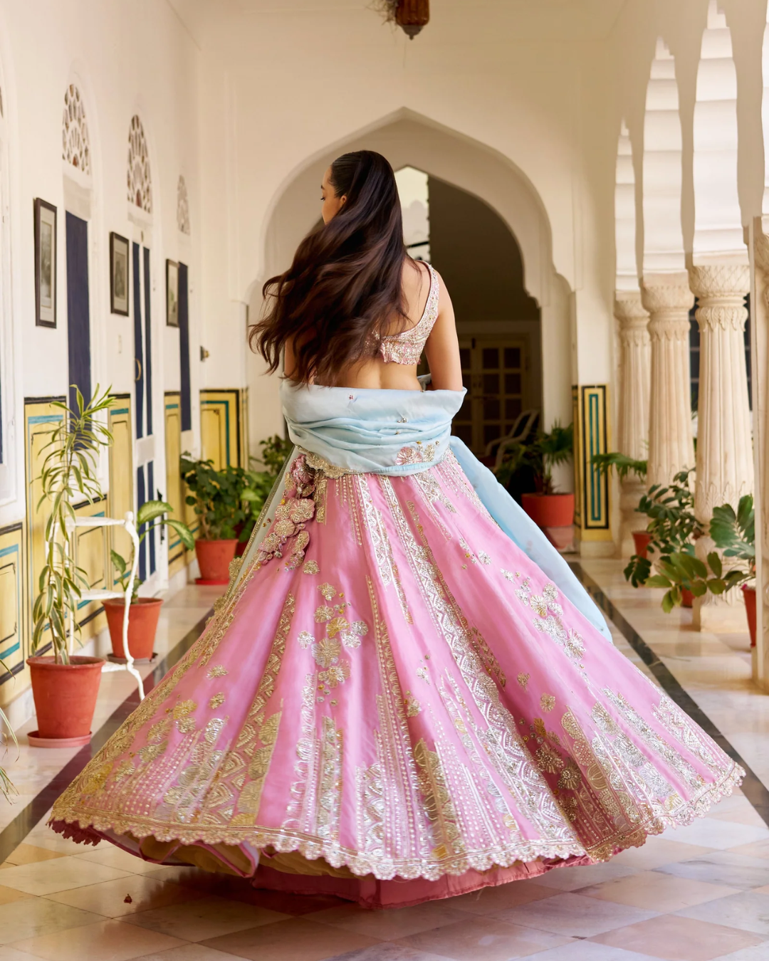 Osaa By Adarsh - Rosaline Pink Organza Lehenga Set From SAFAR
