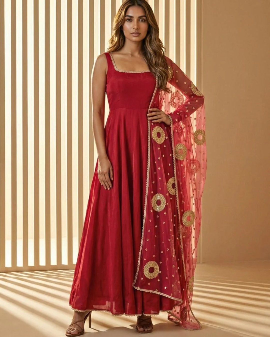 Anisha Shetty - Rasberry Red Velvet Anarkali
