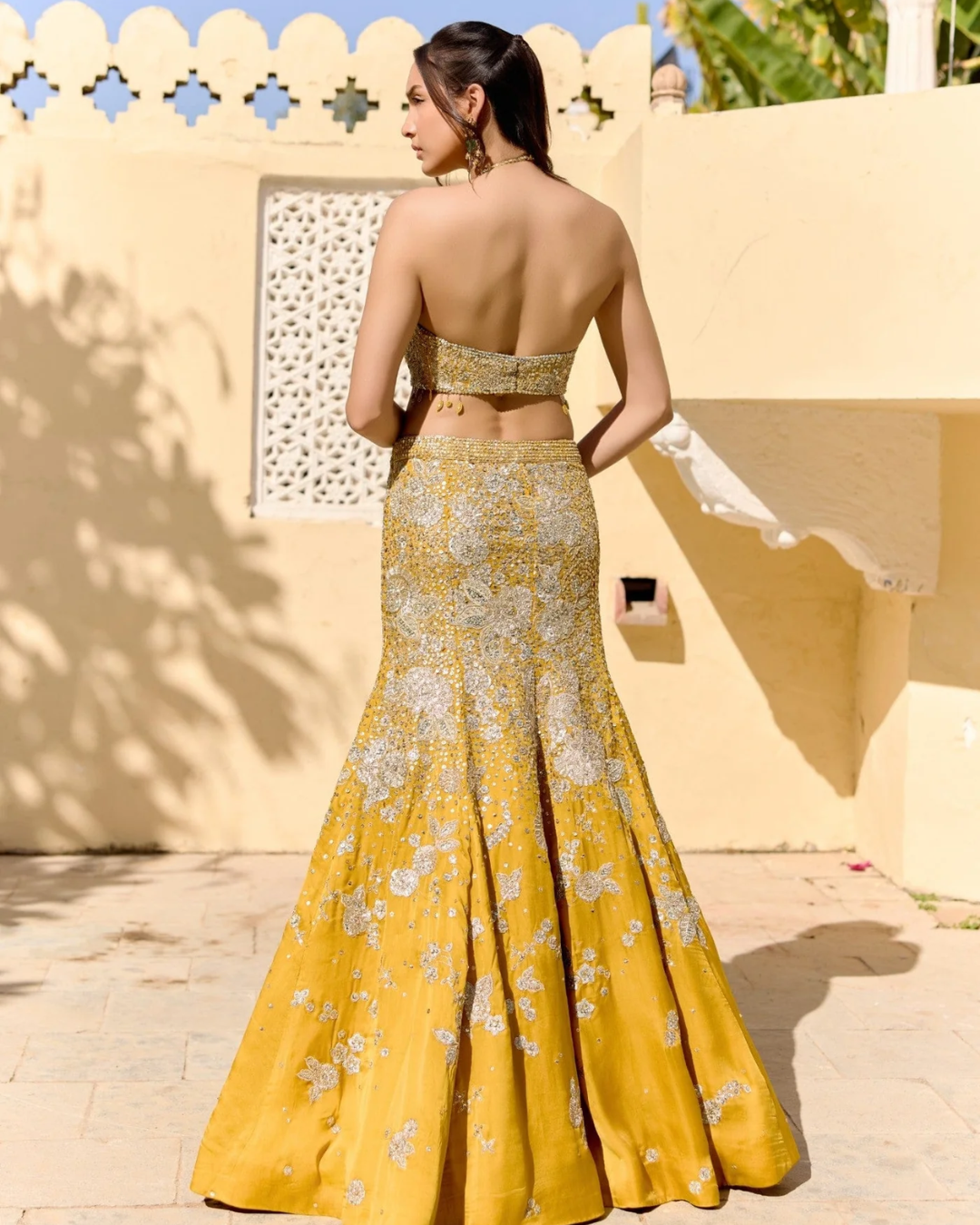 Osaa By Adarsh - Canary Yellow Fish Cut Lehenga From SAFAR