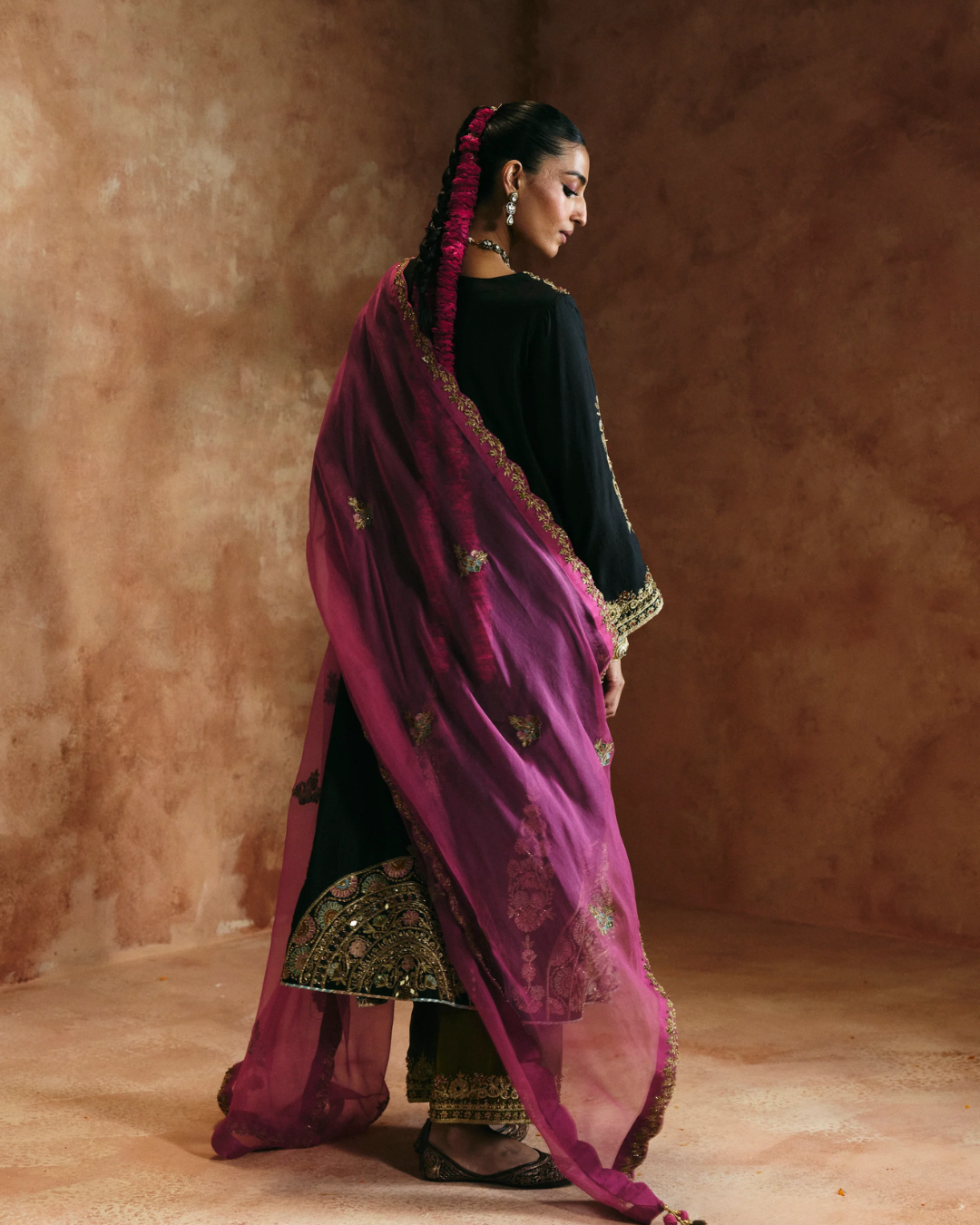 Aman Takyar - Black Multi-Colored Kurta Set From Today's Sindh