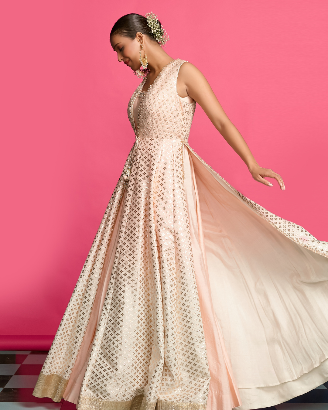 Priyanka Jain - Blush Ombre Layered Anarkali Set From Riyasat