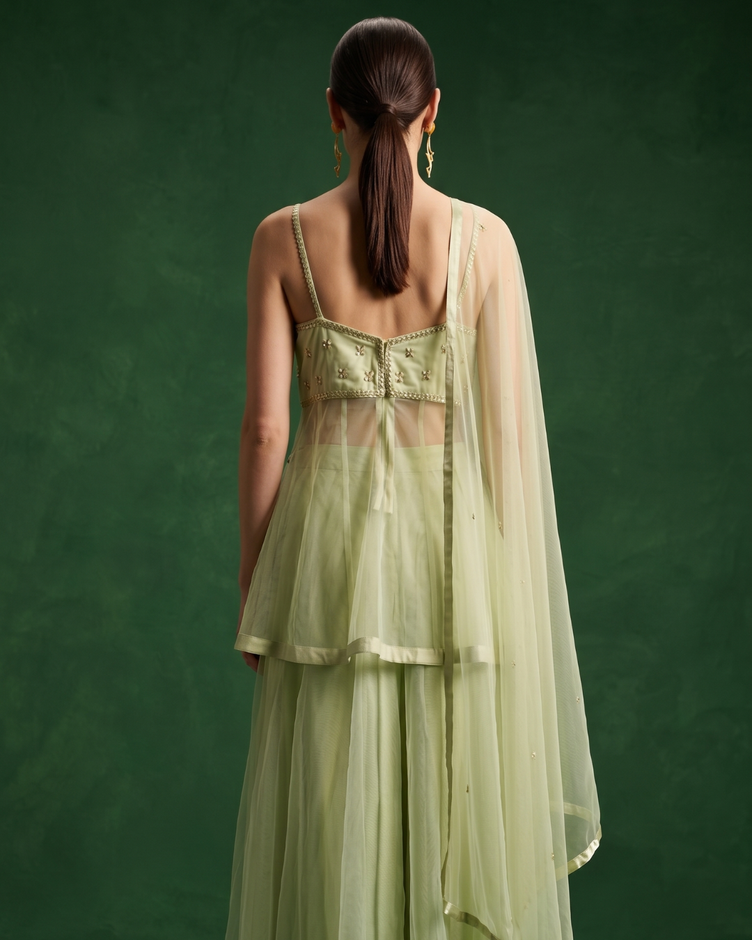 Basanti Kapde Aur Koffee - Mint Eclat Embroidered Sharara Set From Suits & Shararas