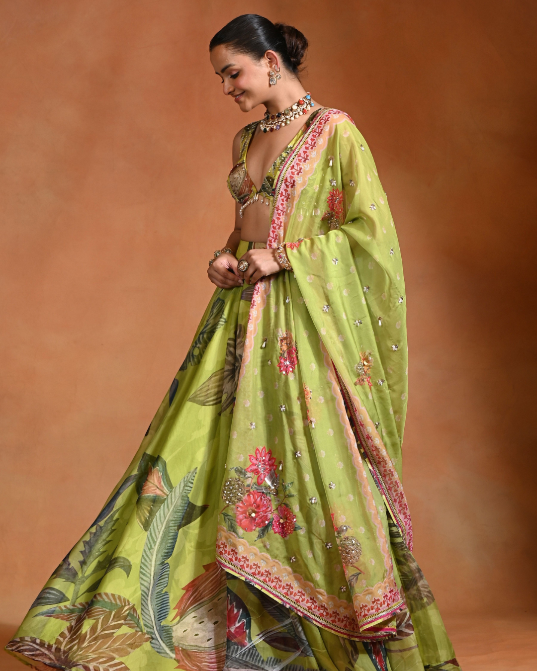 Rishi and Vibhuti - Kiwi Lehenga From Ek Main Aur Ek Tu