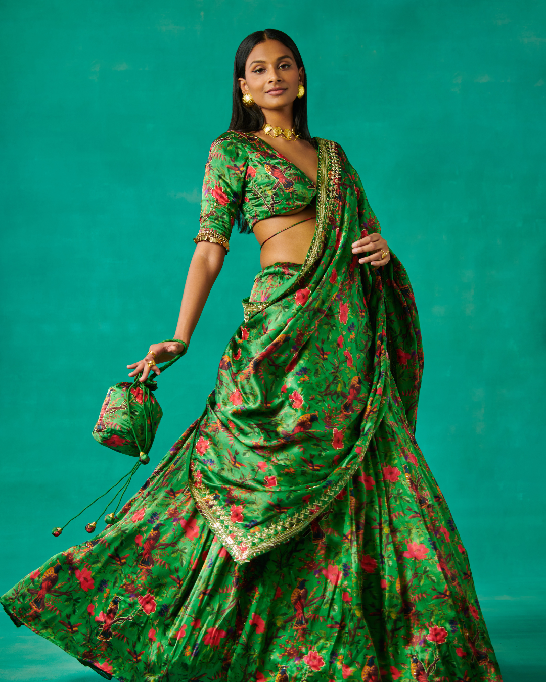 Sonali Bansal - Green lehenga and blouse set with dupatta From Bageecha