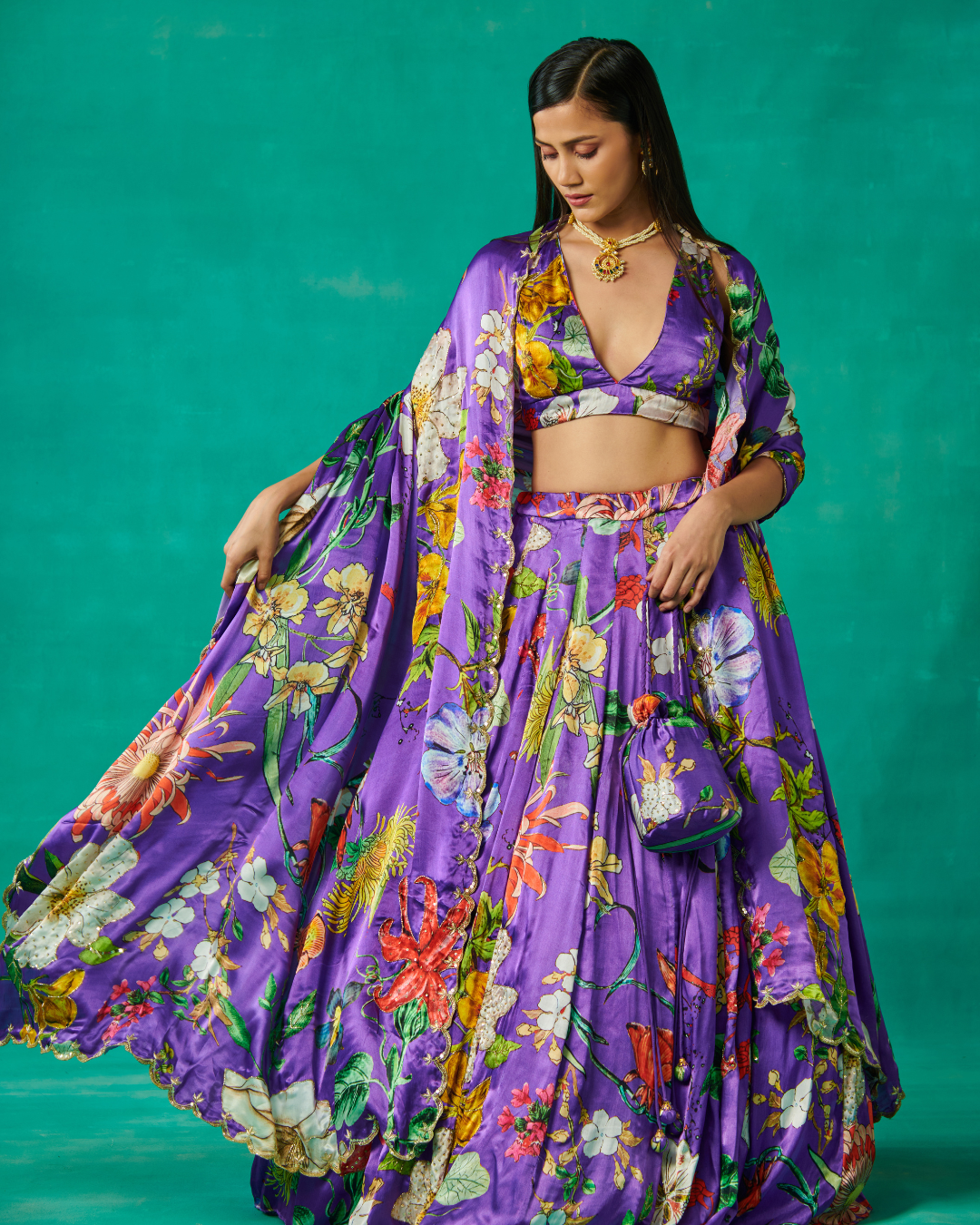 Sonali Bansal - Purple lehenga and blouse set with dupatta From Bageecha