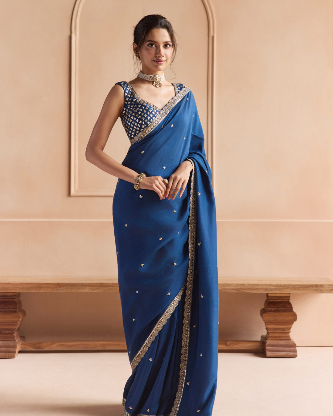 Osaa By Adarsh - French Navy Saree Set From Off The Record